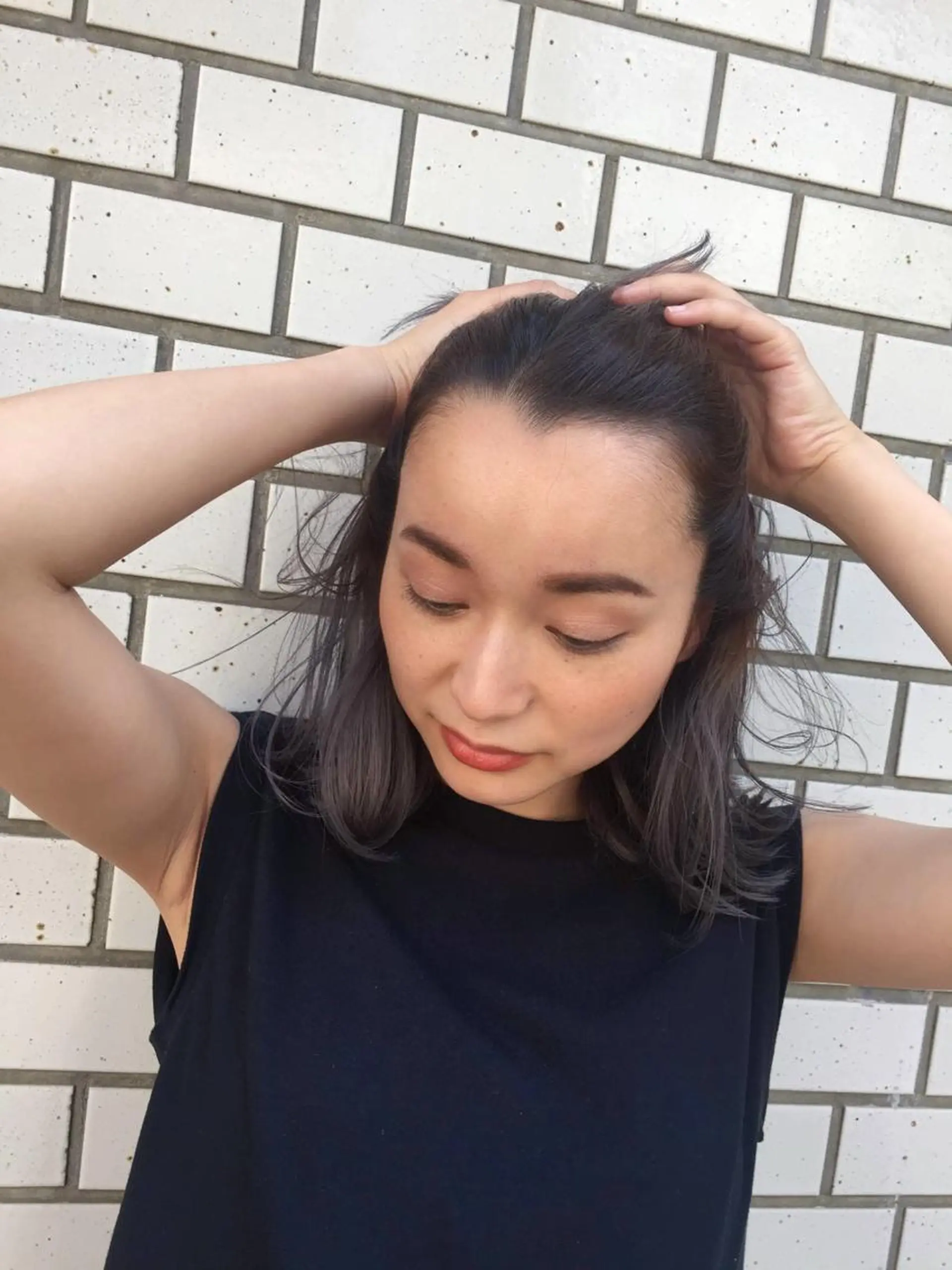 ショート カラー ヘアアレンジ アッシュ ダブルカラー パープルカラー ナカジ🌸ロブ/ボブ /前髪🌸のヘアスタイル