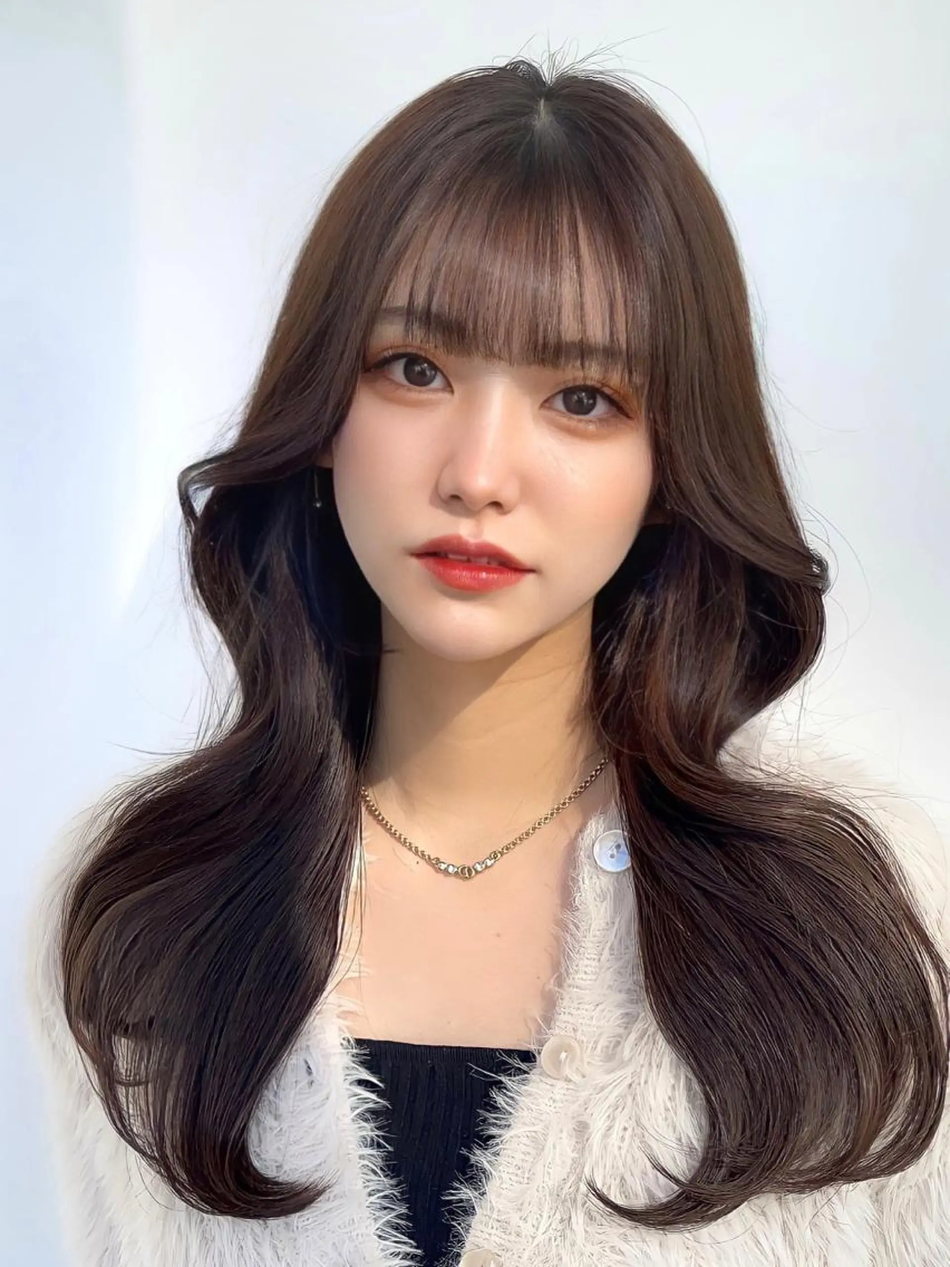 セミロング カラー ベージュカラー ブラウンカラー 透明感カラー ミルクティーベージュ くびれヘア 顔周り特化/韓国ヘア /レイヤー/吉野幸大のヘアスタイル