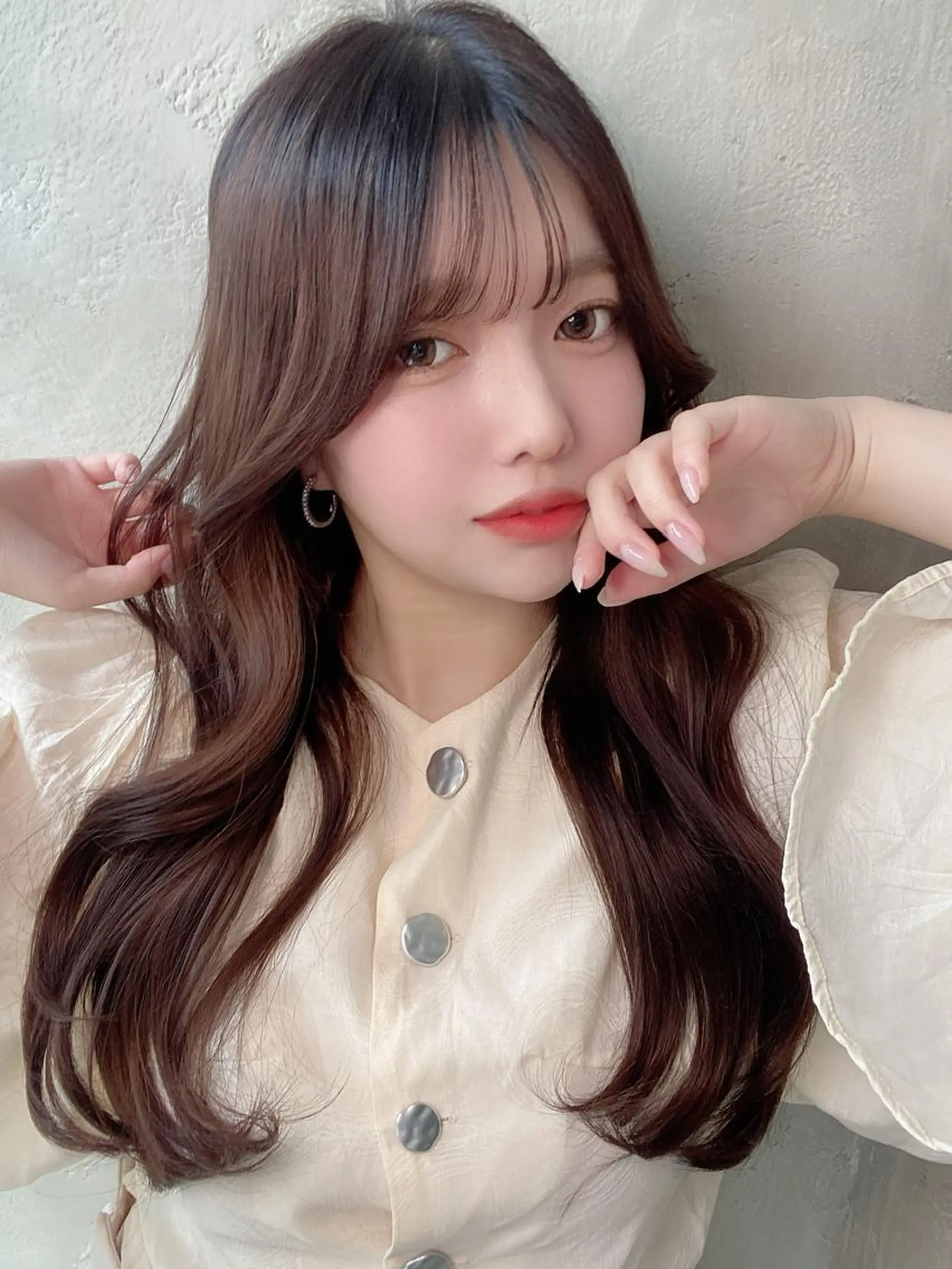 ロング カラー パーマ ヘアアレンジ イルミナカラー 髪質改善 ヨシンモリ 韓国風ヘア トリートメント 日本一の小顔カット/ ボブ/顔周り/韓国のヘアスタイル