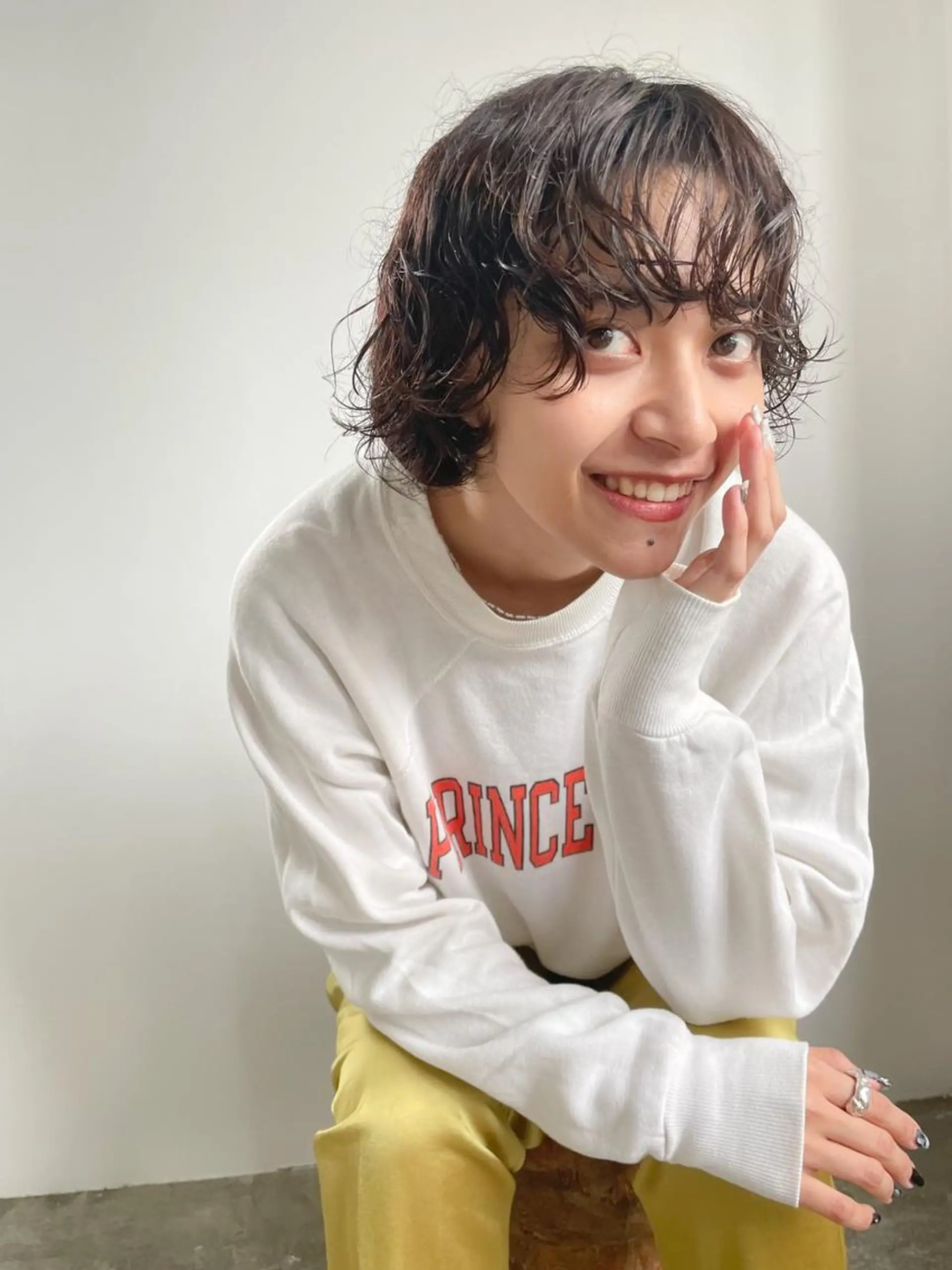 ショート カラー パーマ アディクシーカラー ブリーチ ブロンド ブルーカラー ハイライトカラー カット ヘアカラー トリートメント CEINE PATHのヘアスタイル