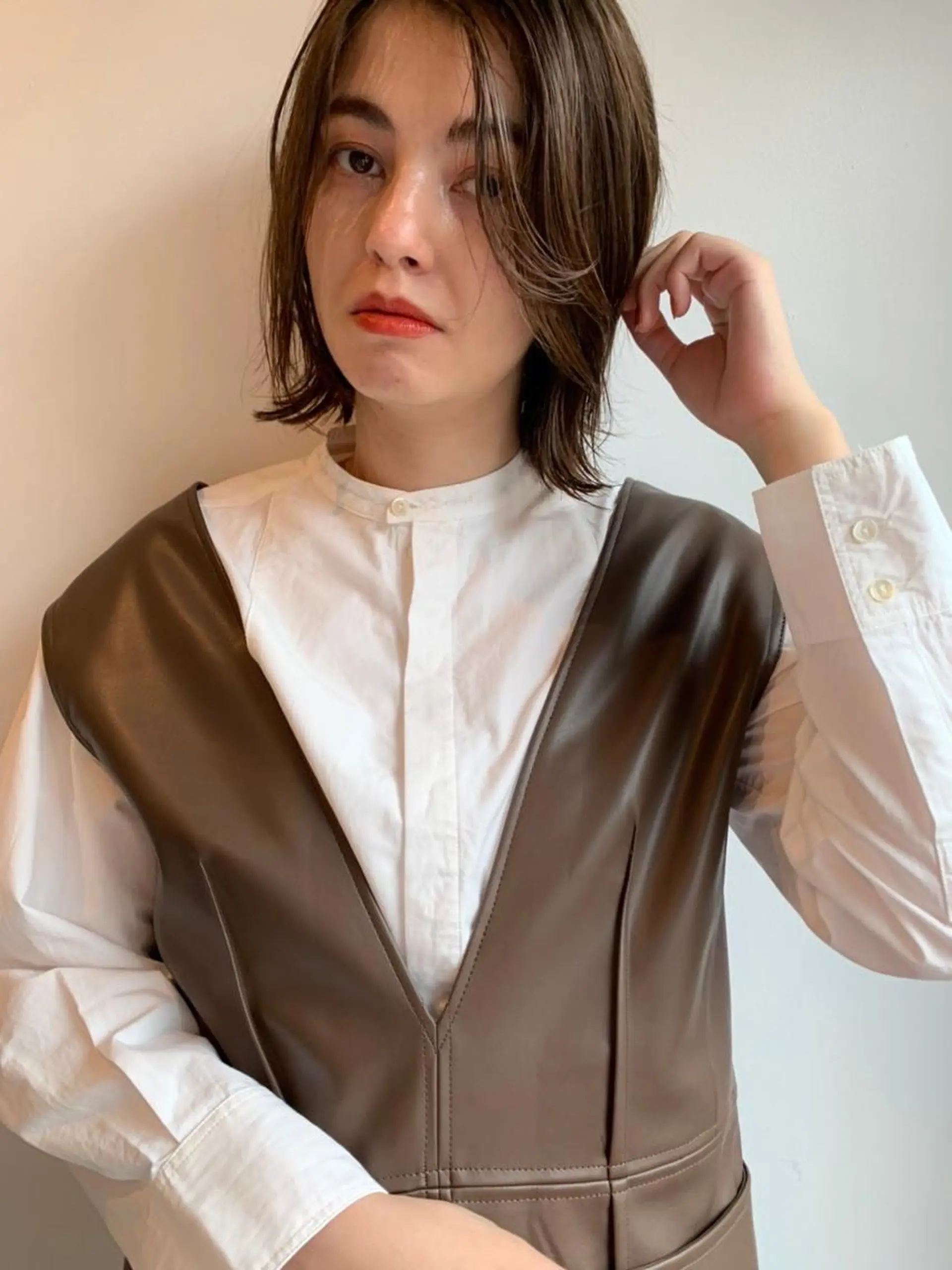 ミディアム パーマ カラー ミディアムパーマ ダブルカラー グラデーションカラー ハイライトカラー イルミナカラー CEINE PATHのヘアスタイル