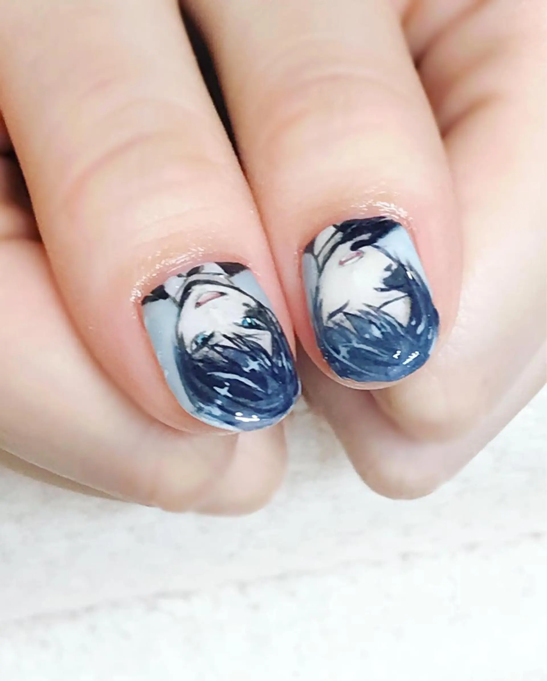 ネイル アートネイル フレンチネイル ジェルネイル ガラスフレンチ Nyanco Nailのネイルデザイン