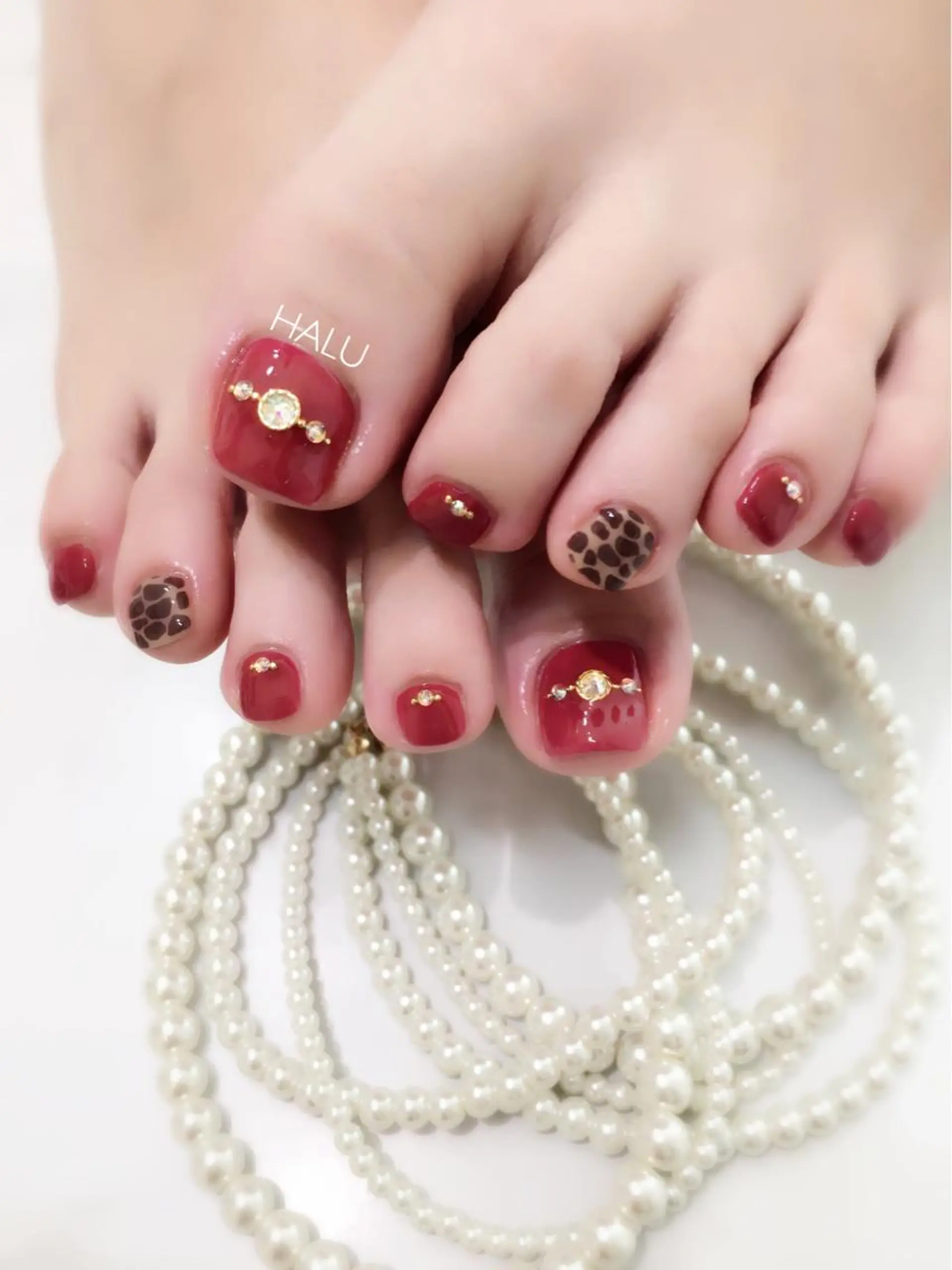 ネイル アニマル柄 アートネイル フットネイル シンプルネイル HALU ハルのネイルデザイン