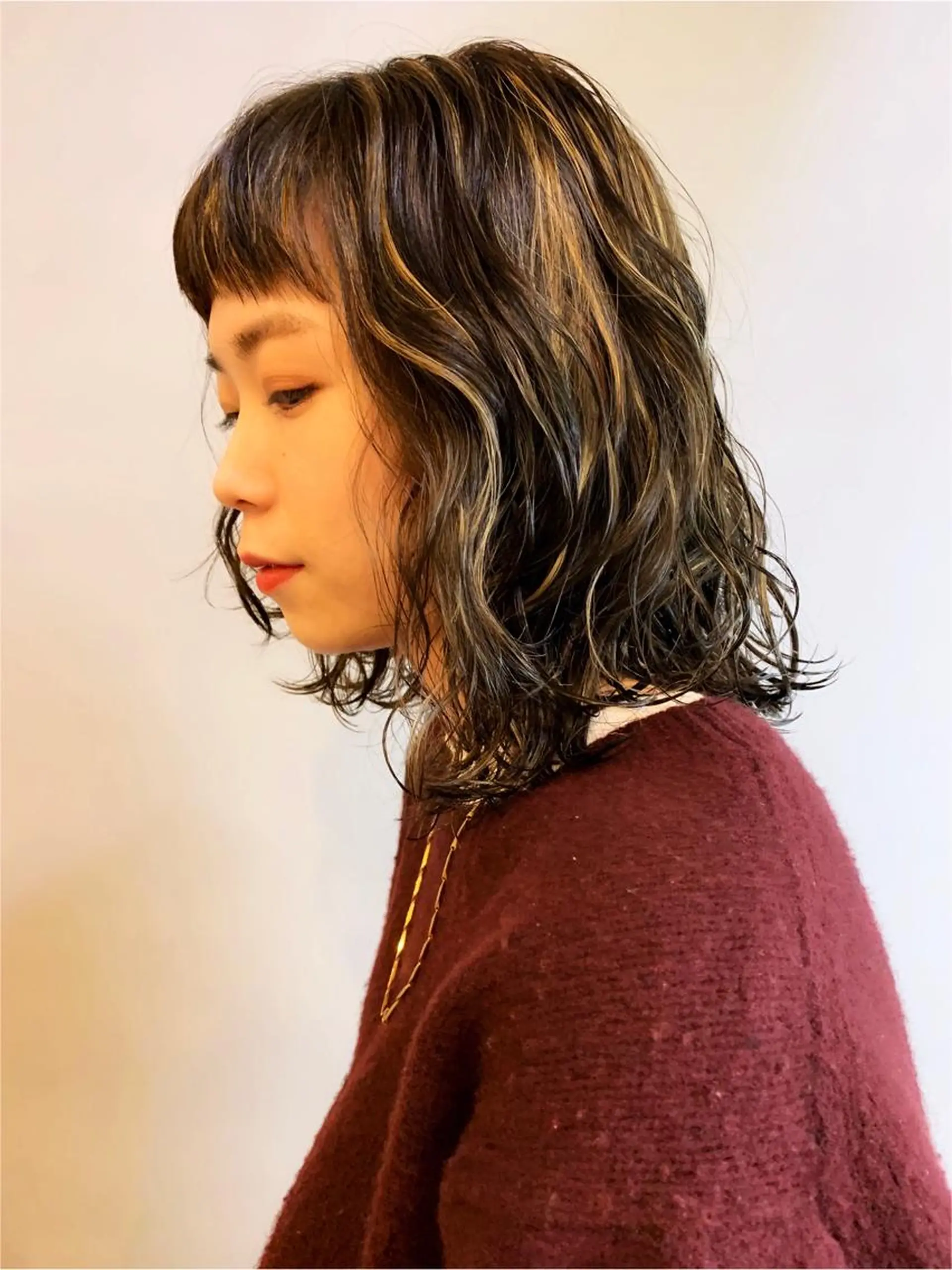 ミディアム カラー パーマ ハイライトカラー ハイライト tension 【テンション】のヘアスタイル