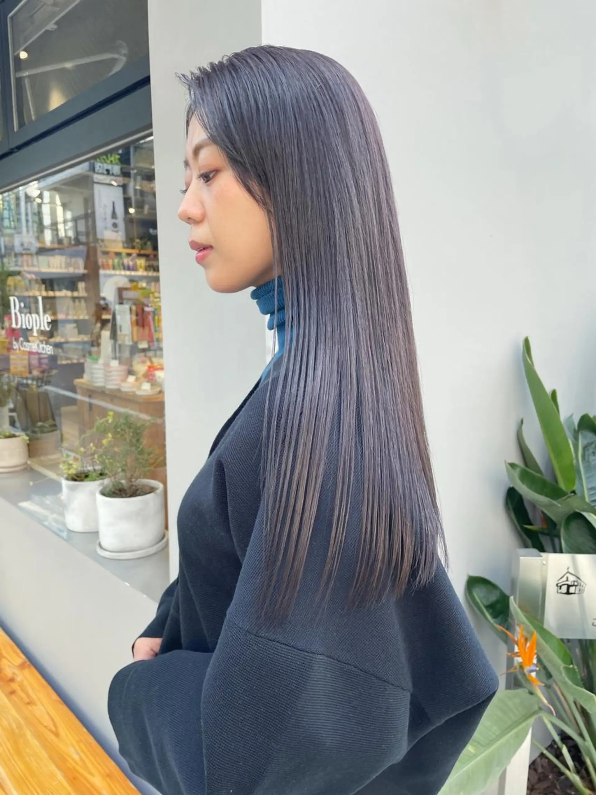 ロング カラー パープルカラー シルバー ロング カット 縮毛矯正 HIROKI ” stylistのヘアスタイル