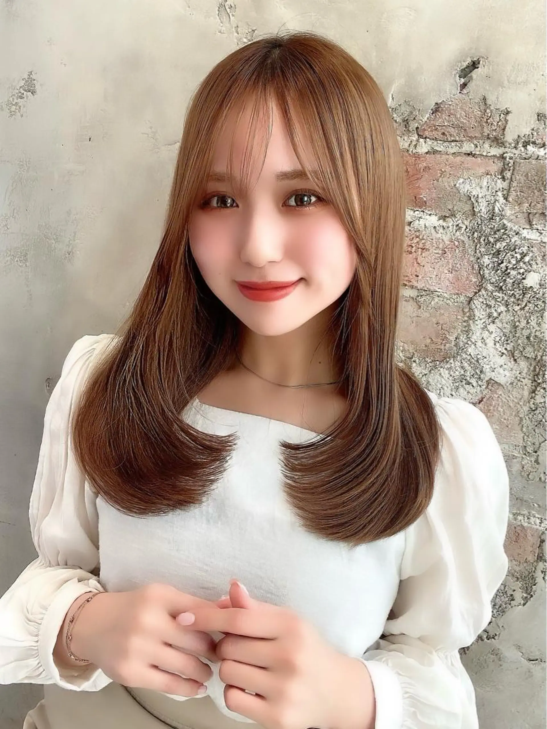 セミロング カラー パーマ ヘアアレンジ 韓国風ヘア レイヤーカット Surpass所属・🌈小顔似合わせ SHIHO🌈のヘアスタイル
