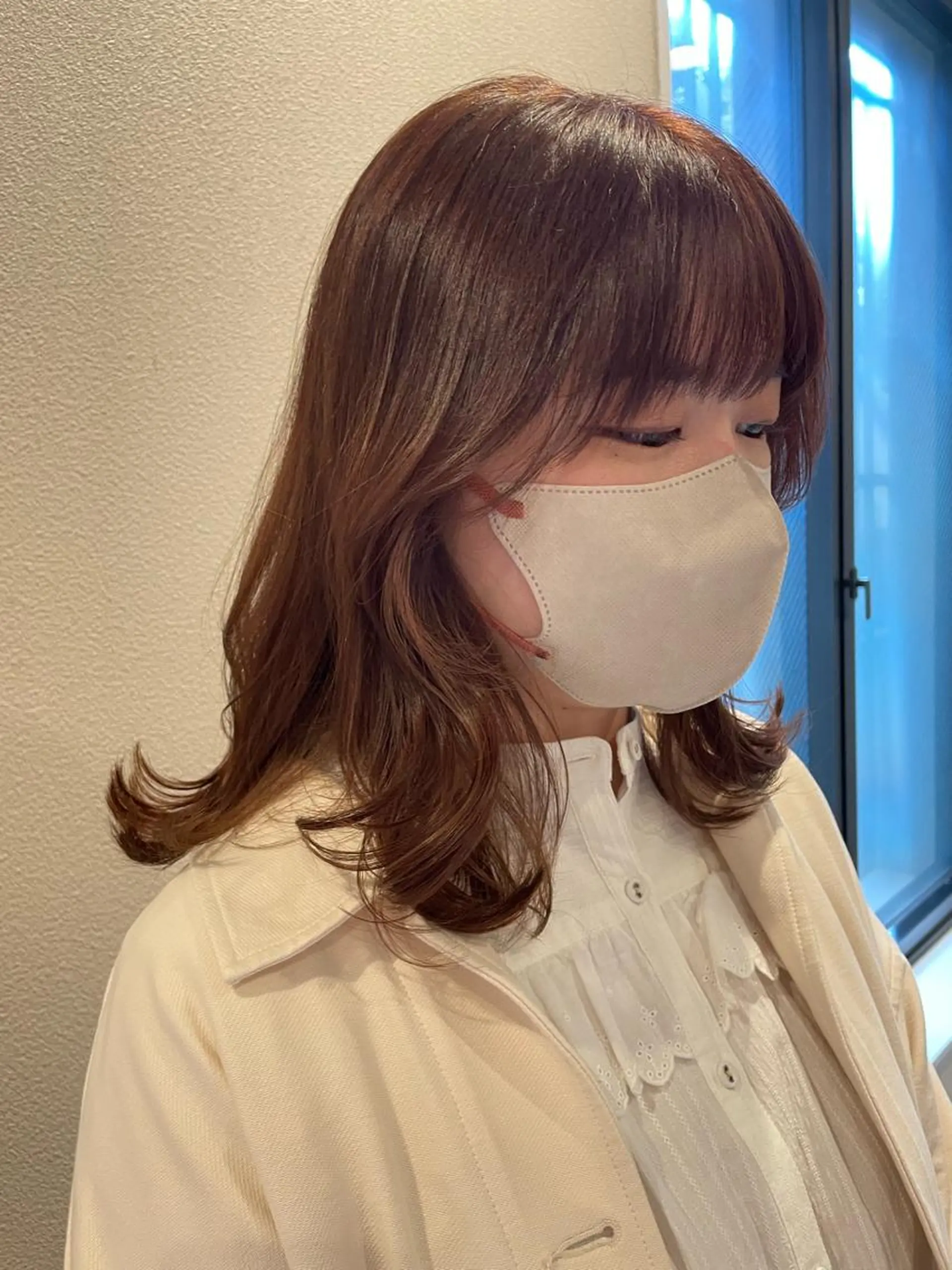 ミディアム アンニュイヘア/ 顔周りカット/眞弓萌のヘアスタイル