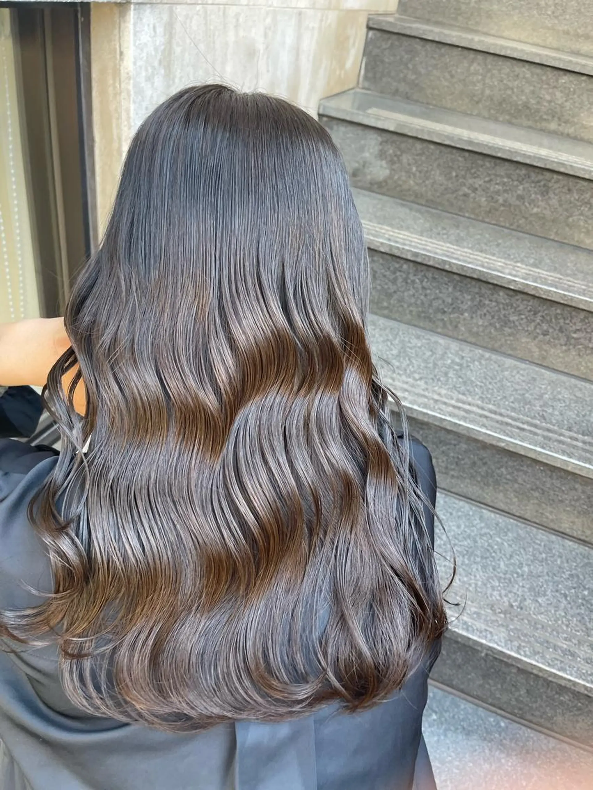 ロング カラー ベージュカラー オリーブベージュ ヘアカラー 縮毛矯正 トリートメント 髪質改善&美髪カラー ボブ&ロングRYOのヘアスタイル