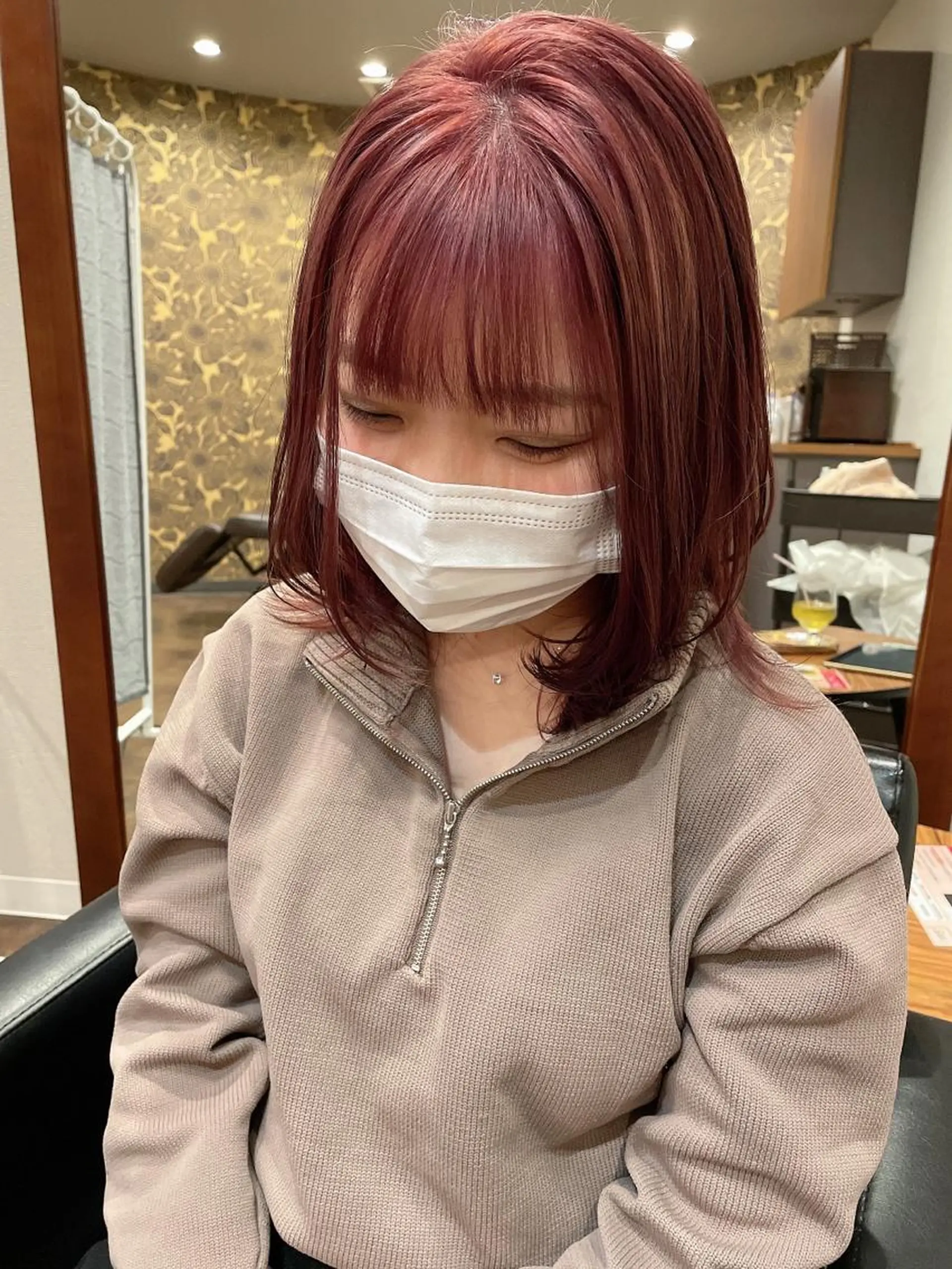 ミディアム カラー ブリーチ ピンクカラー カット ヘアカラー トリートメント 北九州美容室 🕊️わかな✂︎のヘアスタイル