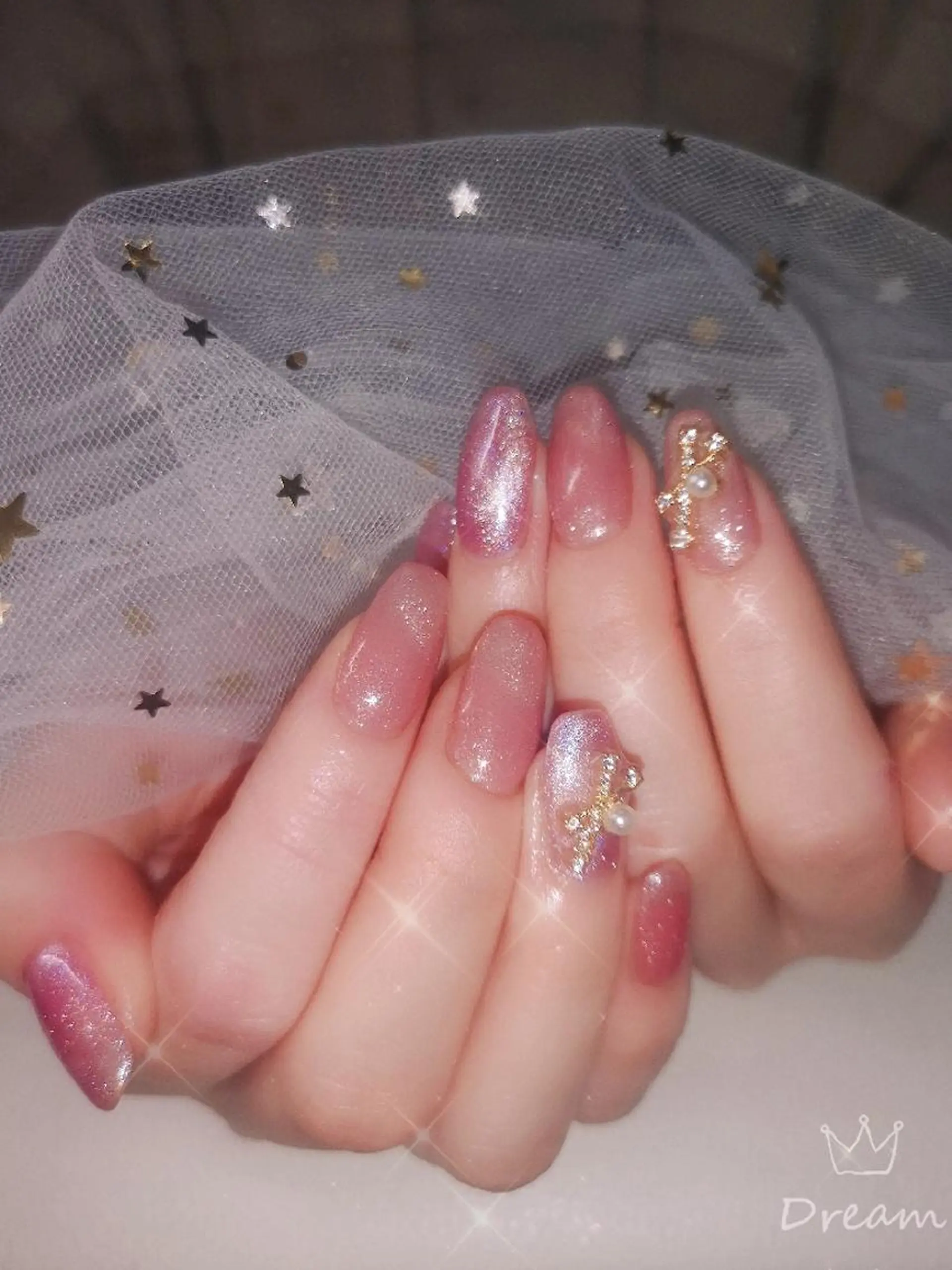 ネイル ミディアム ネイリストゆか💅 長さだし、深爪矯正のネイルデザイン