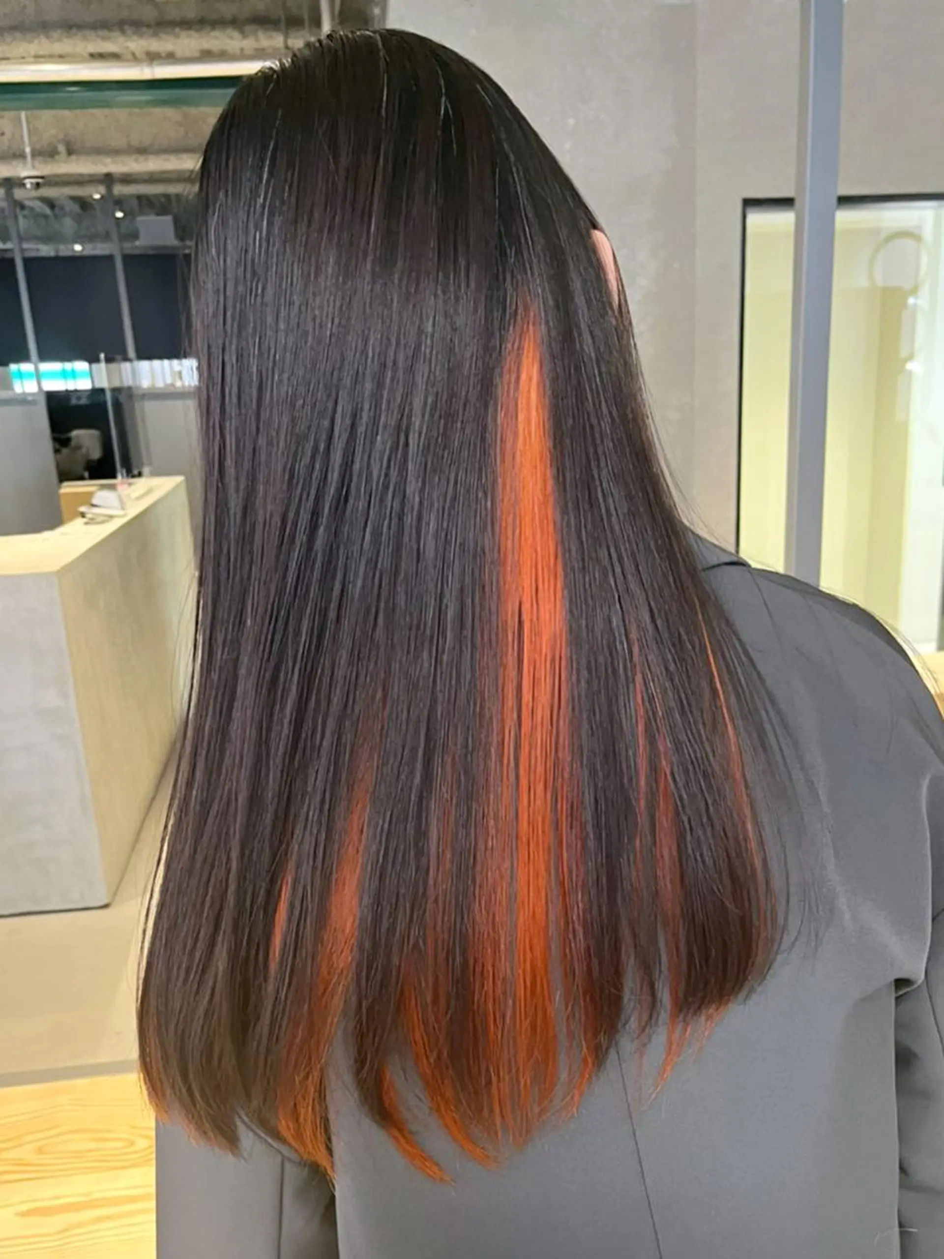 セミロング ヘアアレンジ パーマ カラー オレンジ カット ヘアカラー トリートメント ITbyALBUM 八王子店のヘアスタイル