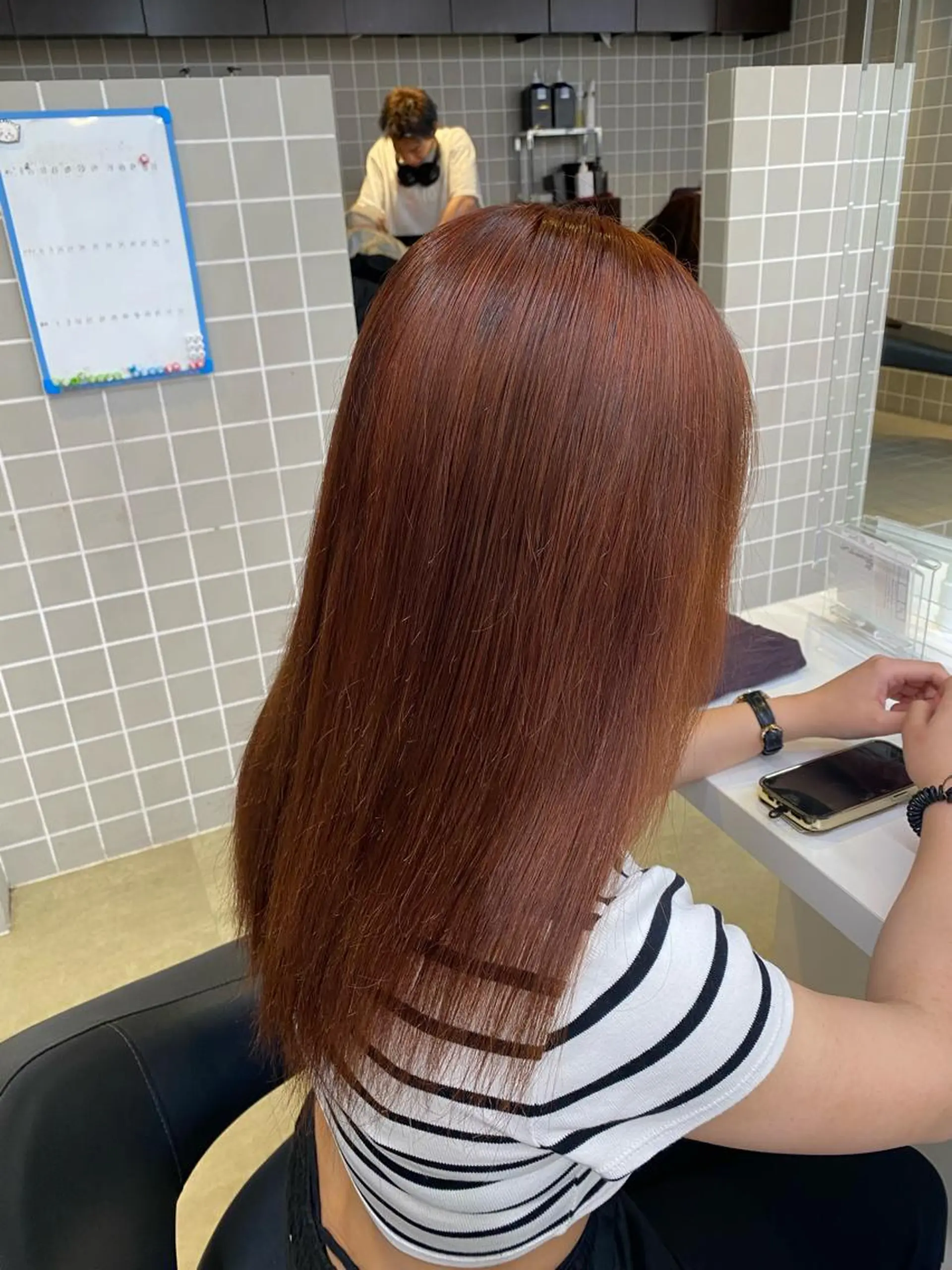 ミディアム カラー ヘアアレンジ キッズ ベージュカラー オレンジ オレンジベージュ 髪質改善 トリートメント TRUNAIL&EYE所属・TRU Shino🦋のマツエク・マツパデザイン