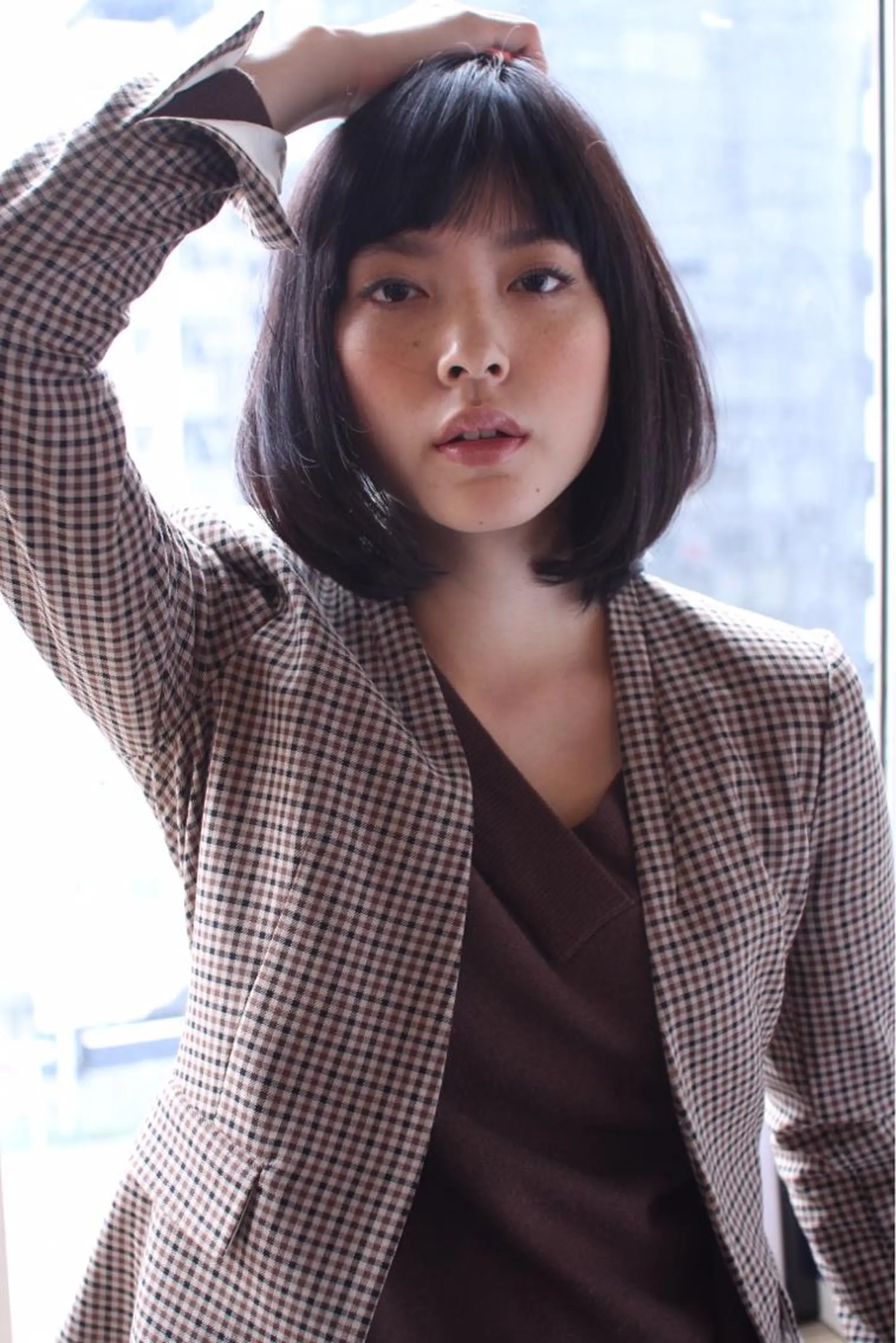 ミディアム カラー パーマ ヘアアレンジ メンズ キッズ マツエク・マツパ アイブロウ メンズハイライト 透明感カラー ハイライトカラー 眉カラー ハイライト Endearing 銀座/レイヤーカットのヘアスタイル