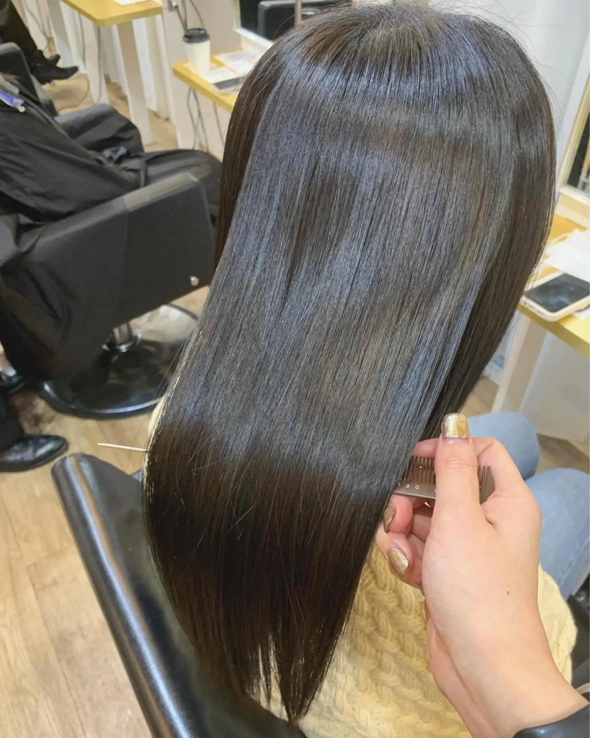 ロング ボブ ハイライト 髪質改善 カット ヘアカラー 縮毛矯正 トリートメント オクミヅキ /髪質改善/梅田🫧のヘアスタイル