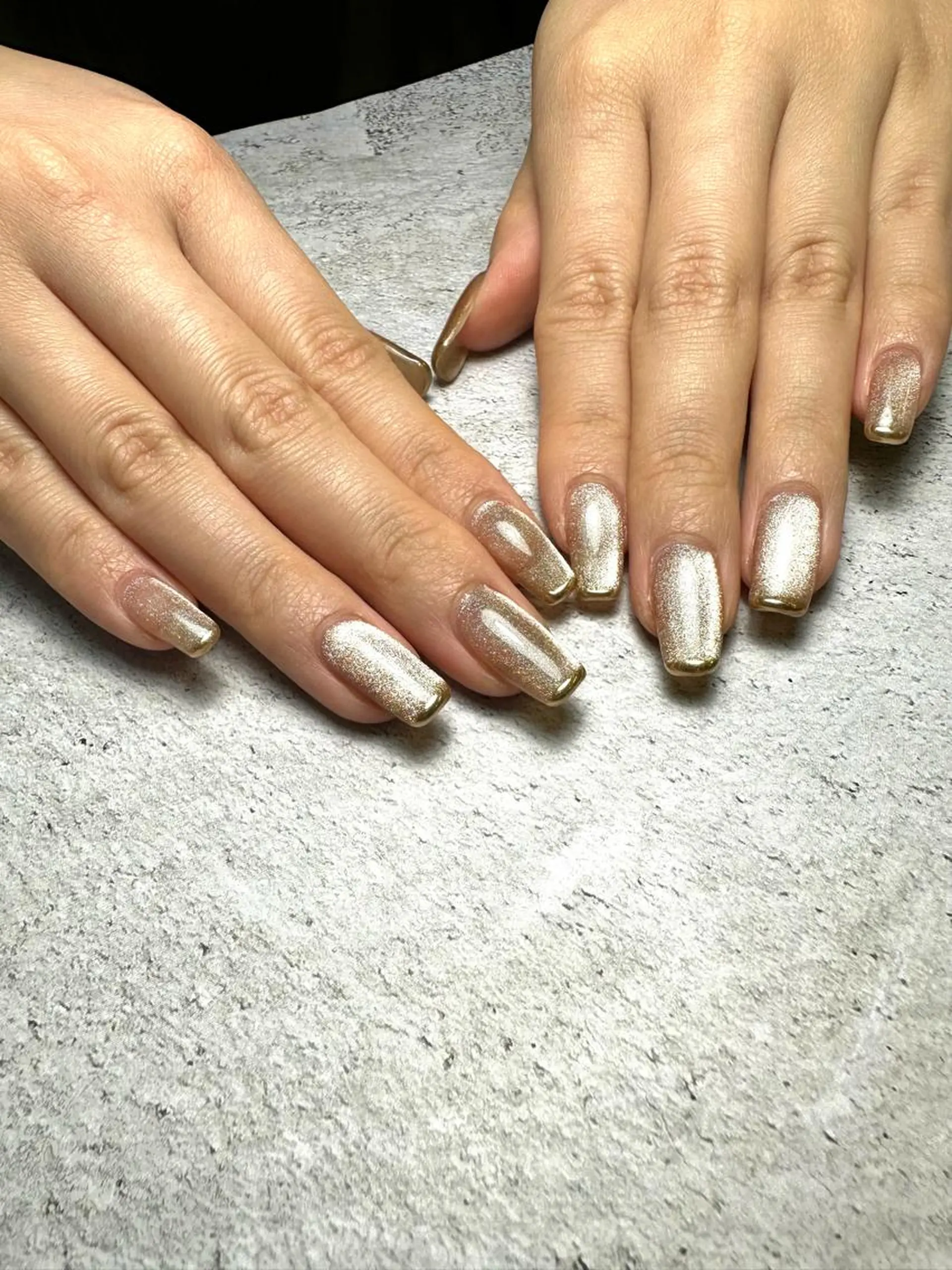 ネイル フレンチネイル ゴールド マグネットネイル ミラーネイル MELLMODE所属・Nakano Kanaのネイルデザイン