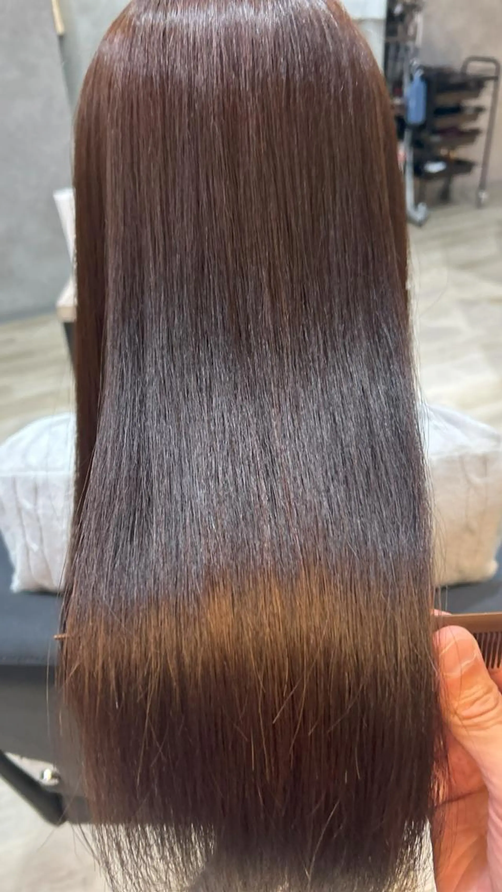 ロング パーマ カラー 透明感カラー カット ヘアカラー トリートメント さく/髪質改善× 縮毛矯正/町田のヘアスタイル