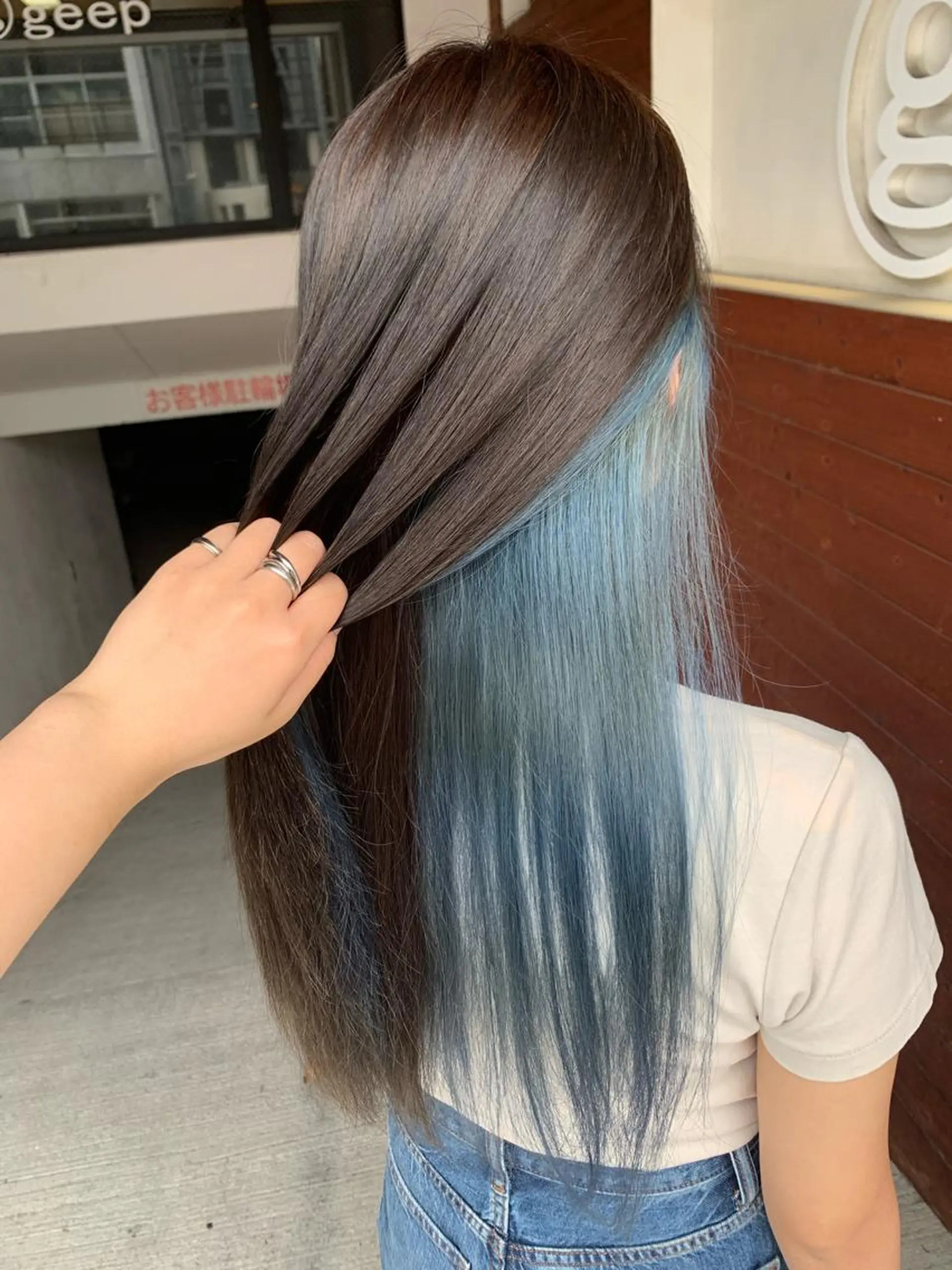 ロング カラー ブリーチ ブルーカラー インナーカラー カット ヘアカラー トリートメント IORI #韓国ヘア#髪質改善のヘアスタイル