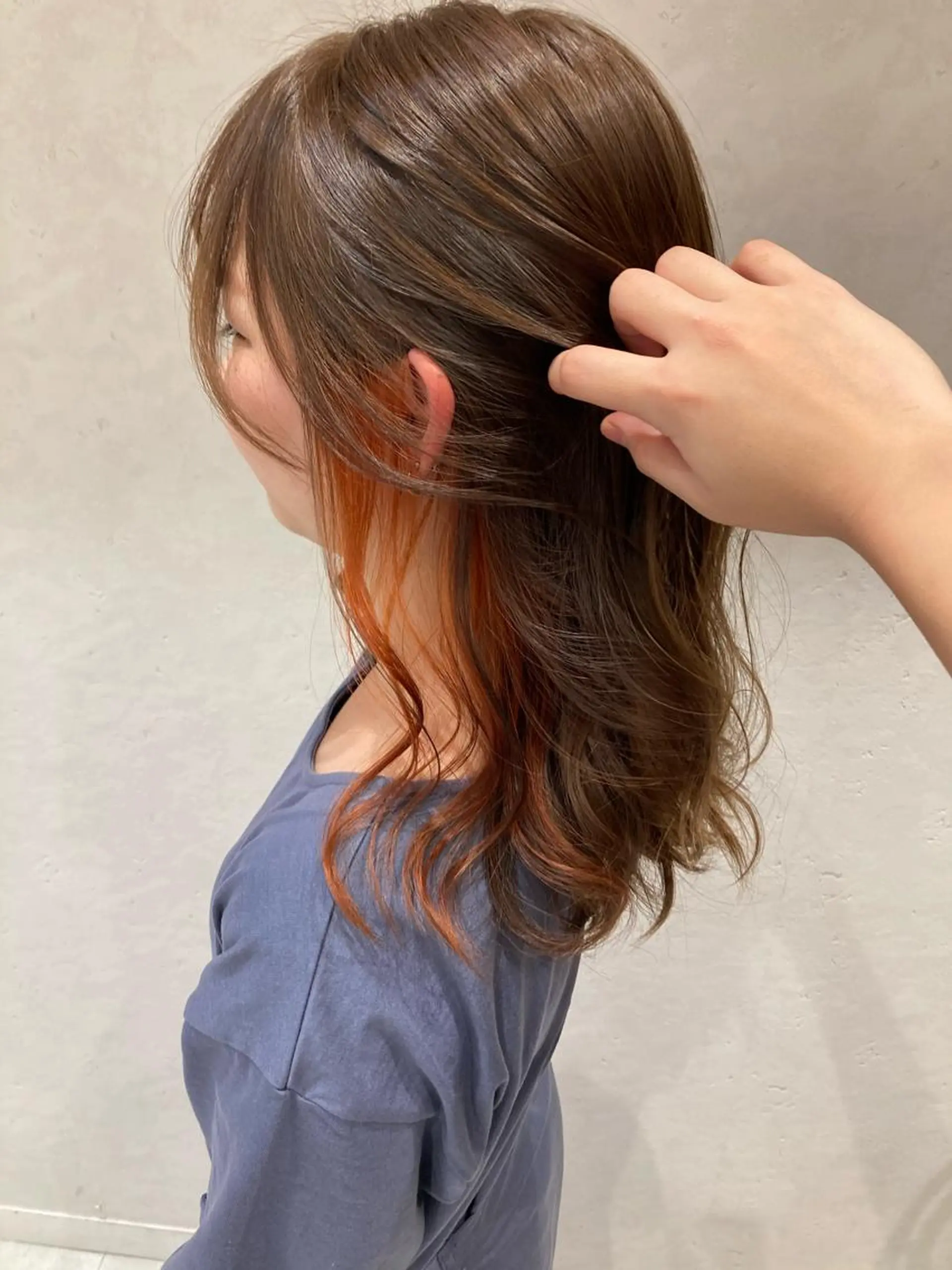 カラー ベージュカラー オレンジ nono/パーマ /顔まわりカット🐈のヘアスタイル