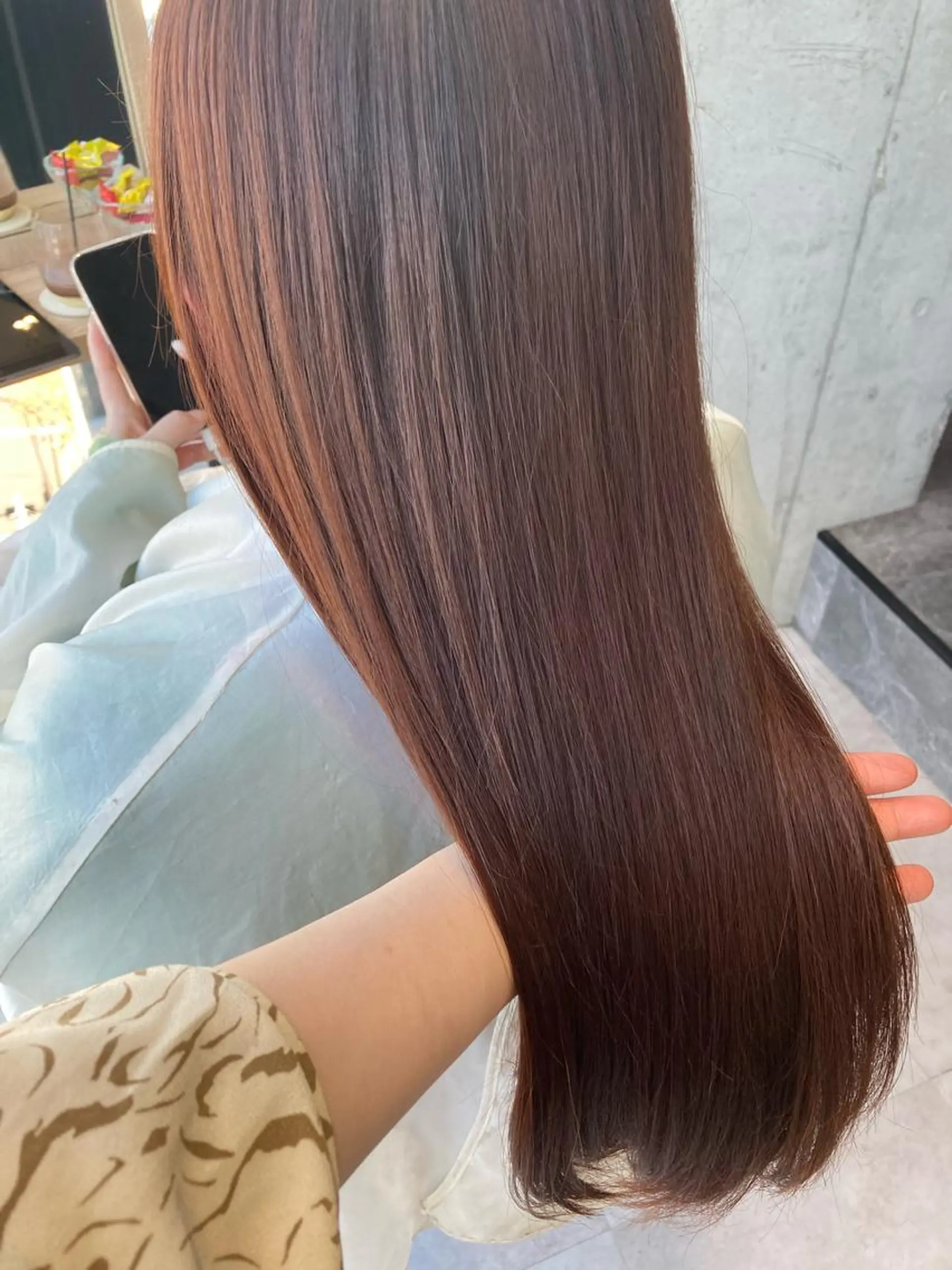 ロング ヘアカラー トリートメント ✨色持ちの良い艶 カラー✨蟹江真世のヘアスタイル