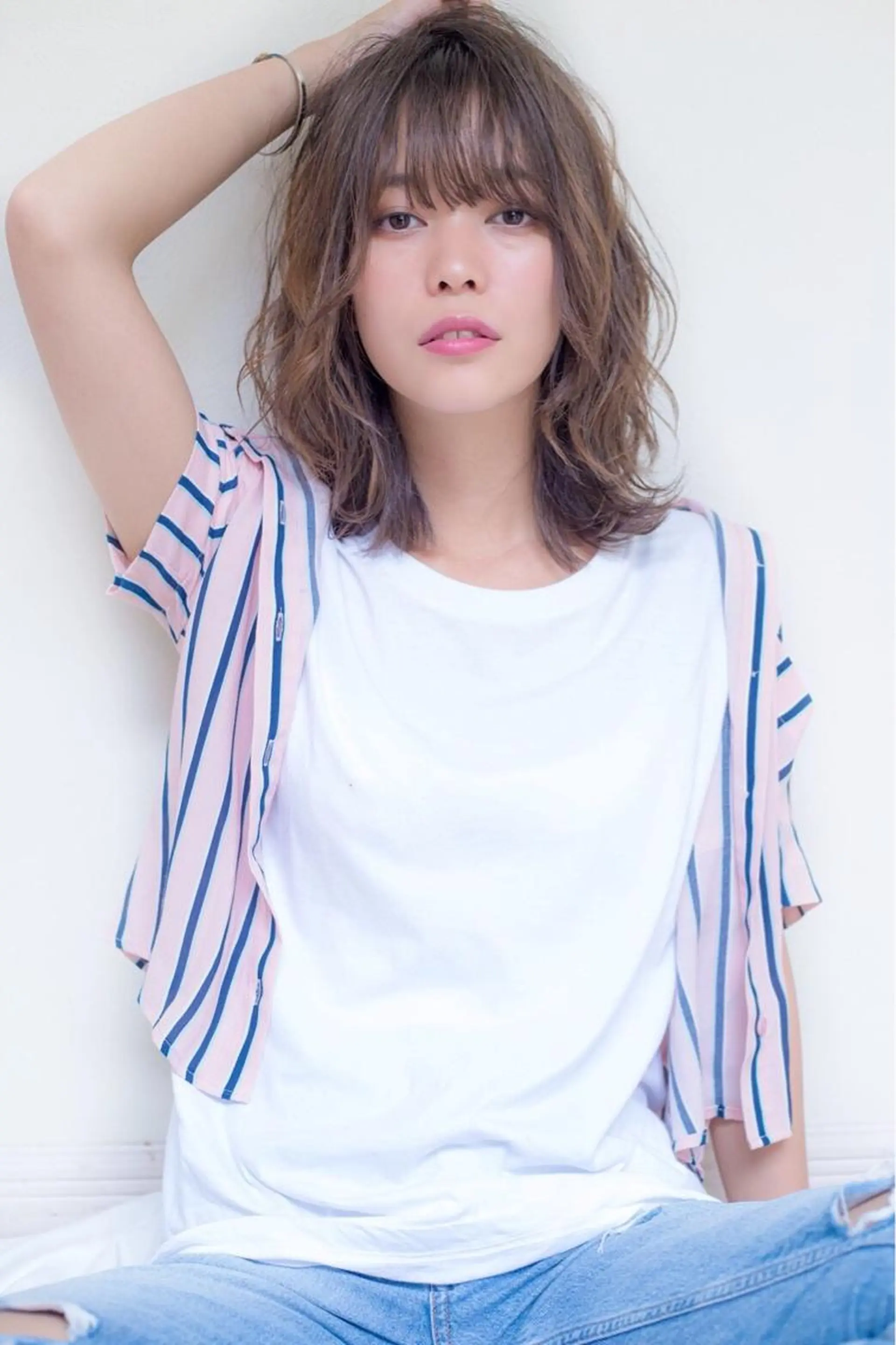 ミディアム カラー パーマ アッシュ くびれヘア ヘアカラー トリートメント 髪質改善/縮毛矯正/ ボブ/店長/槌矢圭悟のヘアスタイル