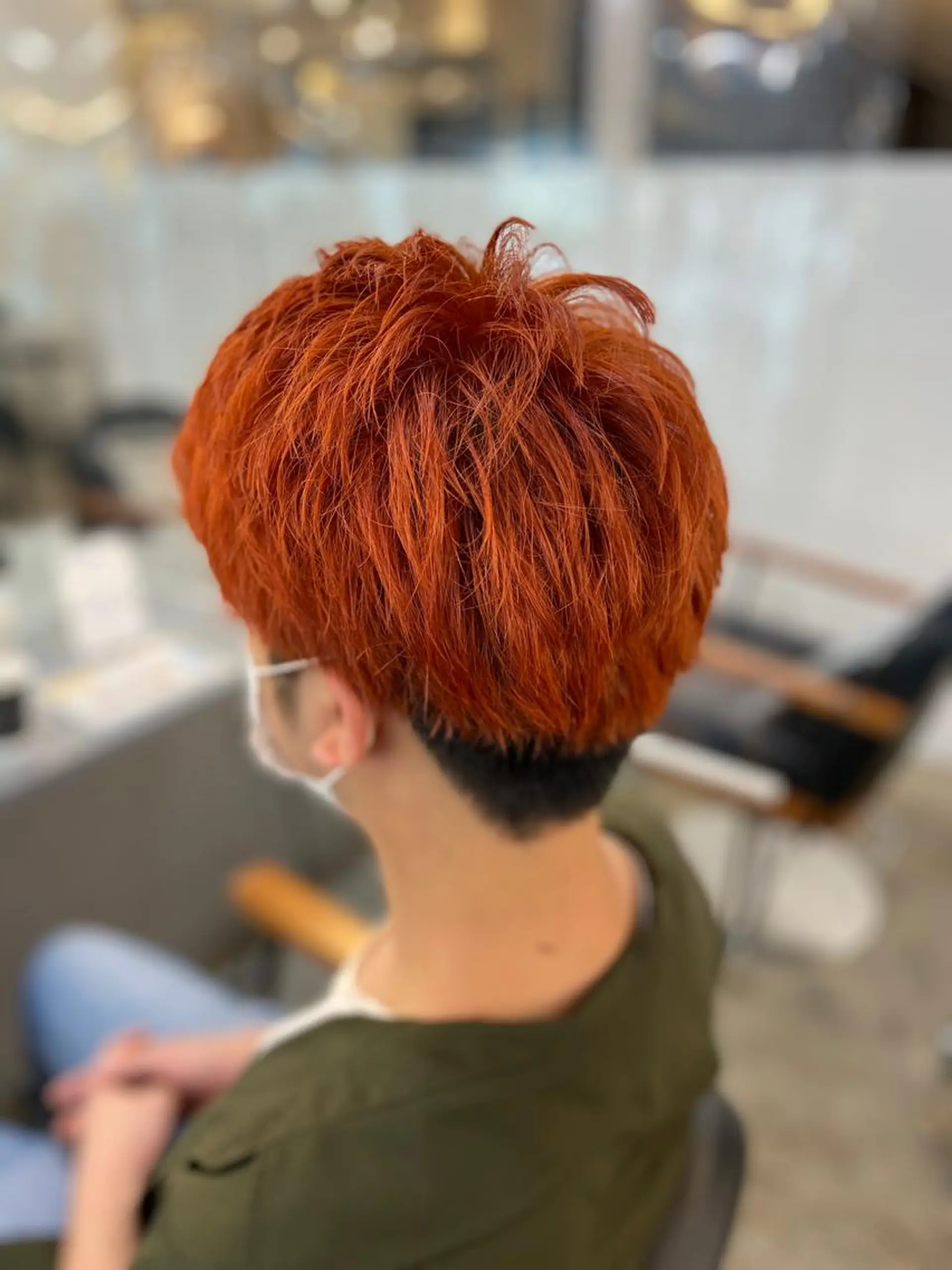 ショート カラー メンズ メンズブリーチ ブリーチ オレンジ レッドカラー La Bonheur hair etoile所属・SAITO YUTAのヘアスタイル