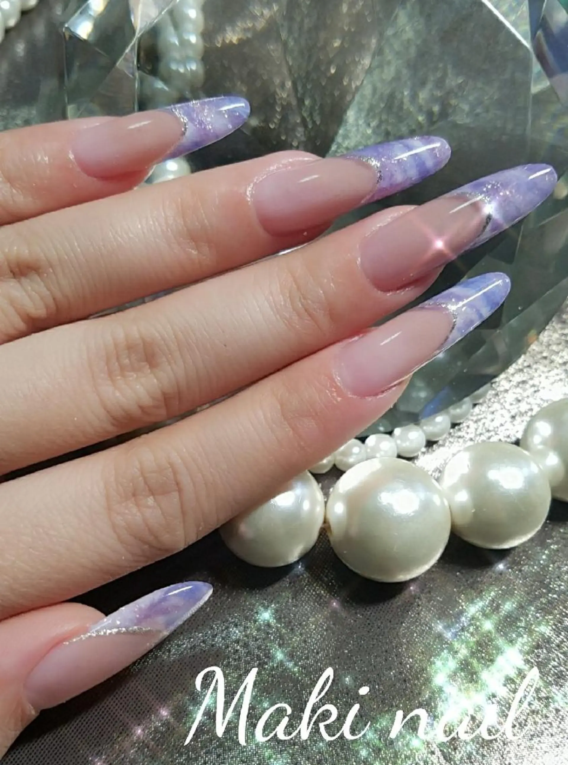 ロング ネイル フレンチネイル スカルプネイル   MAKI NAILのネイルデザイン