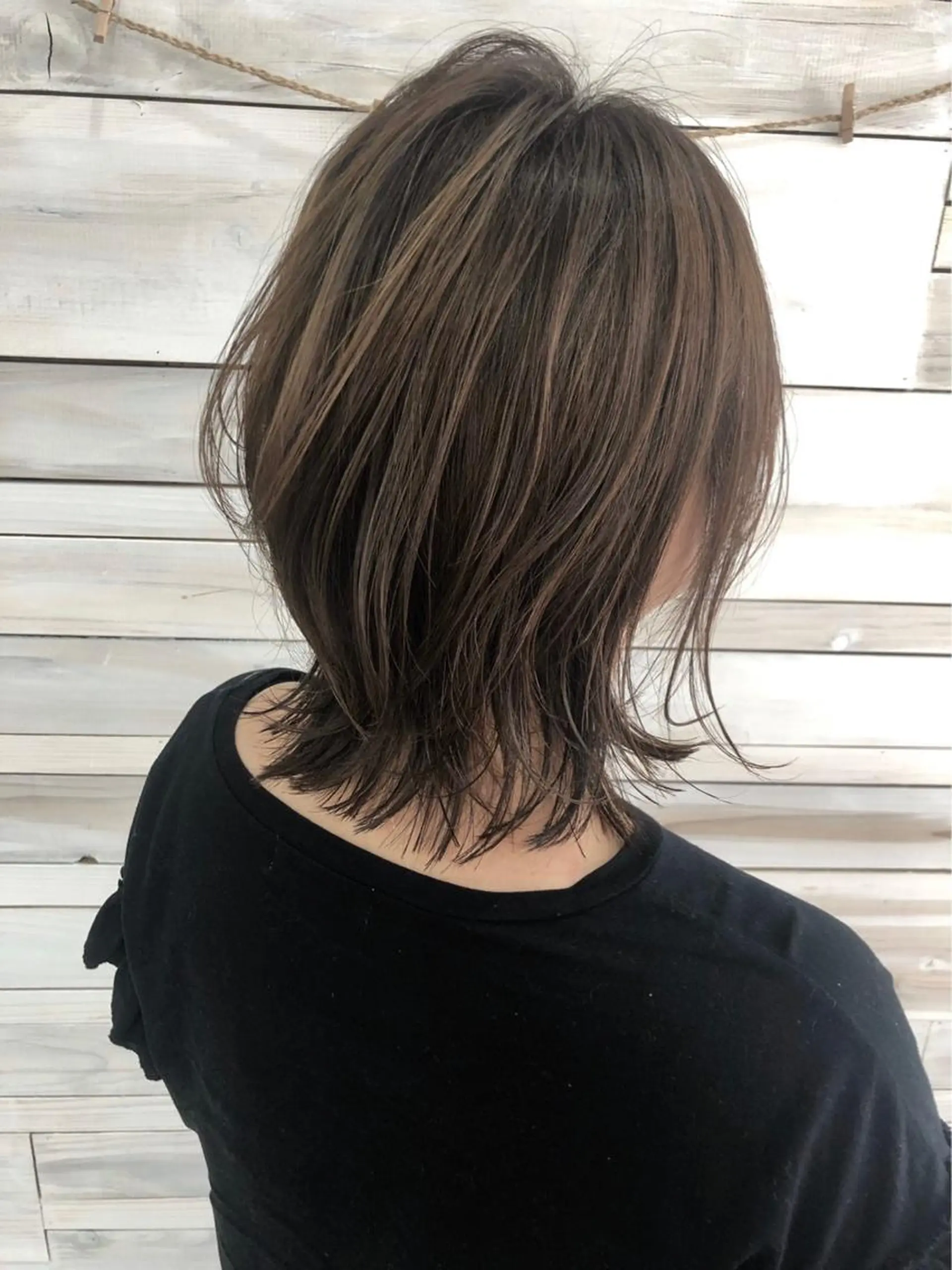 ミディアム カラー ハッシュカット/ボブ /レイヤー/彩奈のヘアスタイル