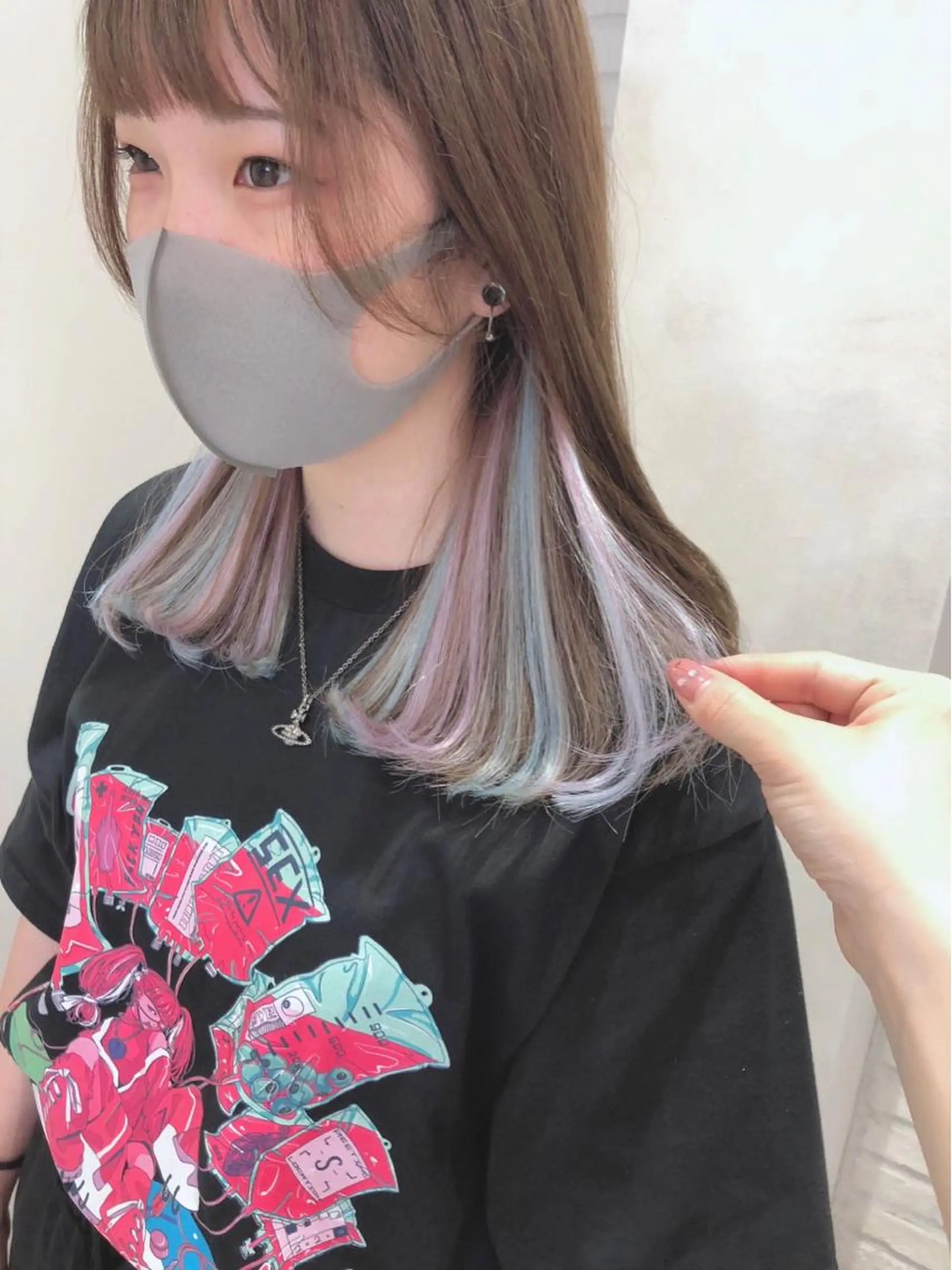 セミロング カラー ユニコーンカラー エクステ HAUS 片山みほのヘアスタイル