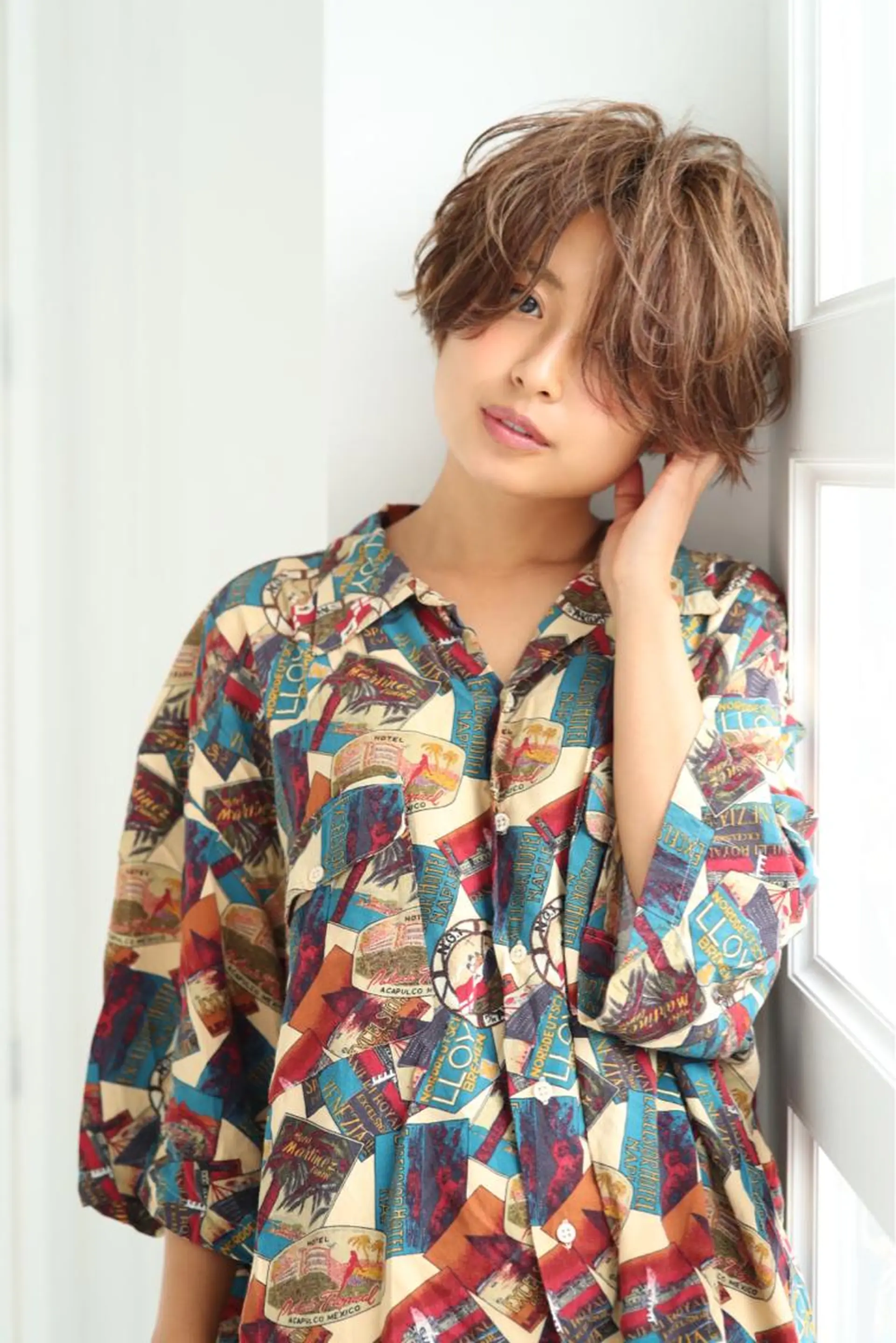 ショート カラー パーマ ベージュカラー ショートヘア カット アンソリットボーテ所属・吉村 信洋のヘアスタイル