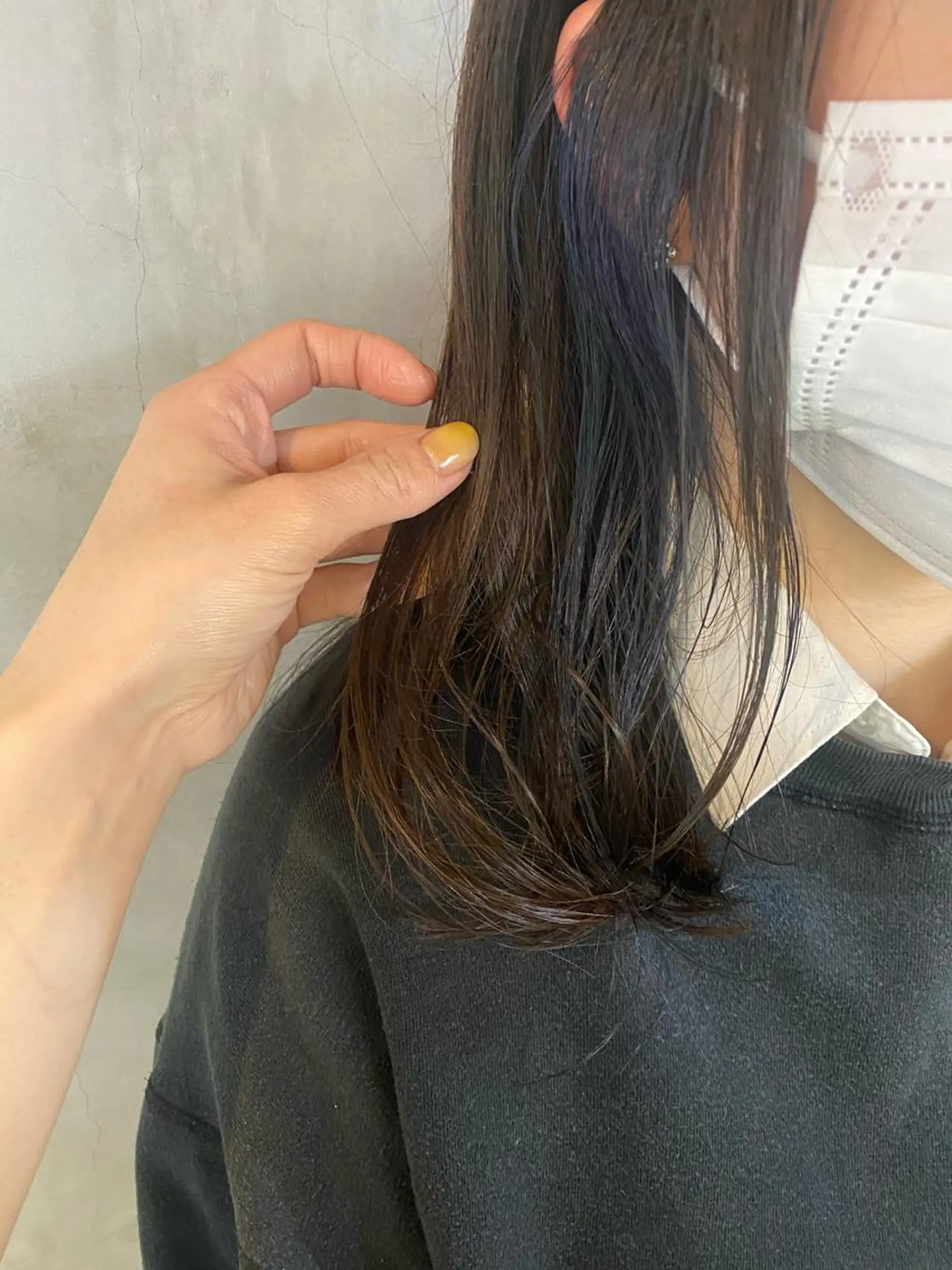 ミディアム カラー ヘアアレンジ インナーカラー ネイビーカラー stylist/蛯谷 珠里のヘアスタイル