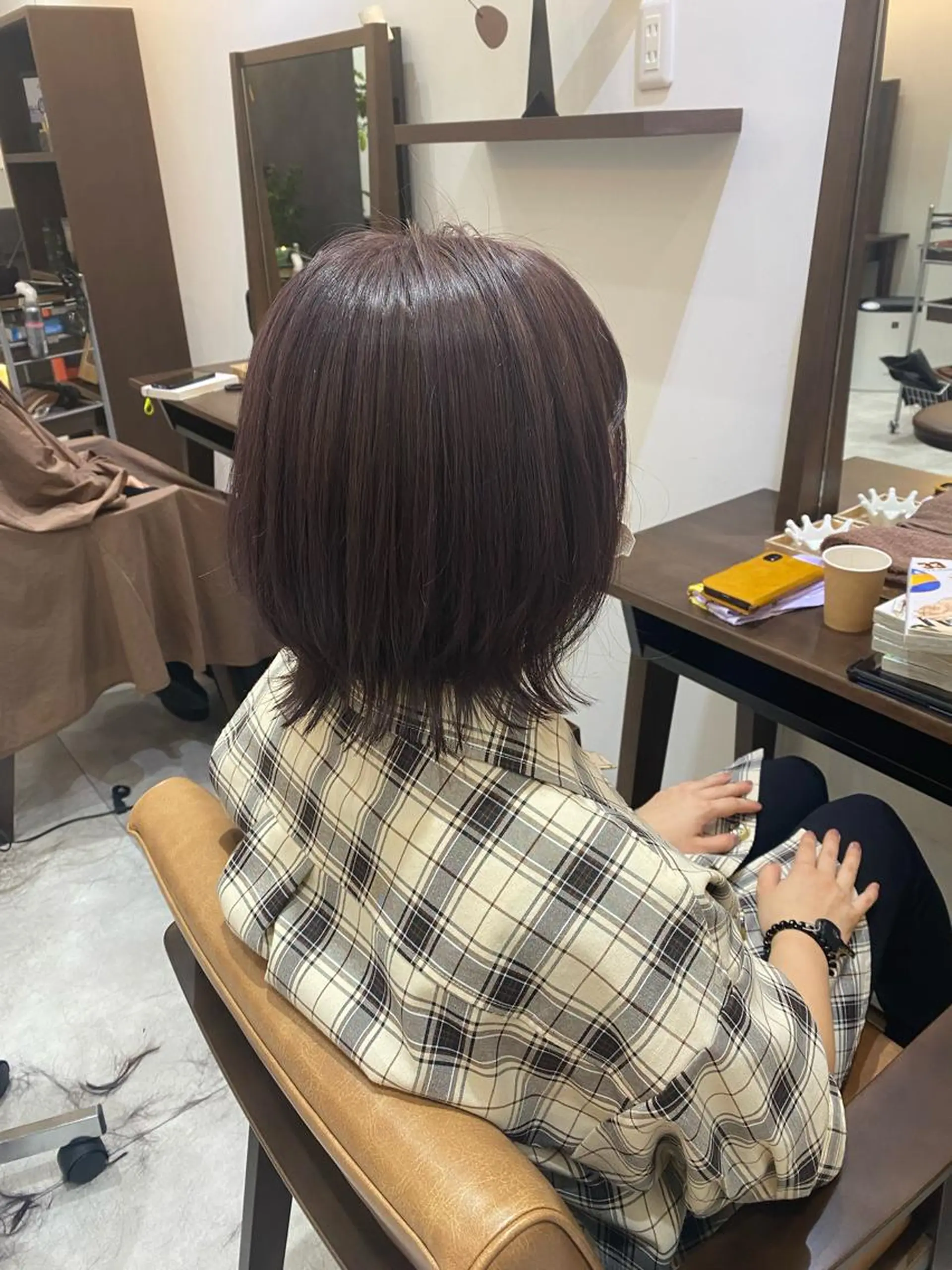 ミディアム カラー パーマ ヘアアレンジ re naのヘアスタイル