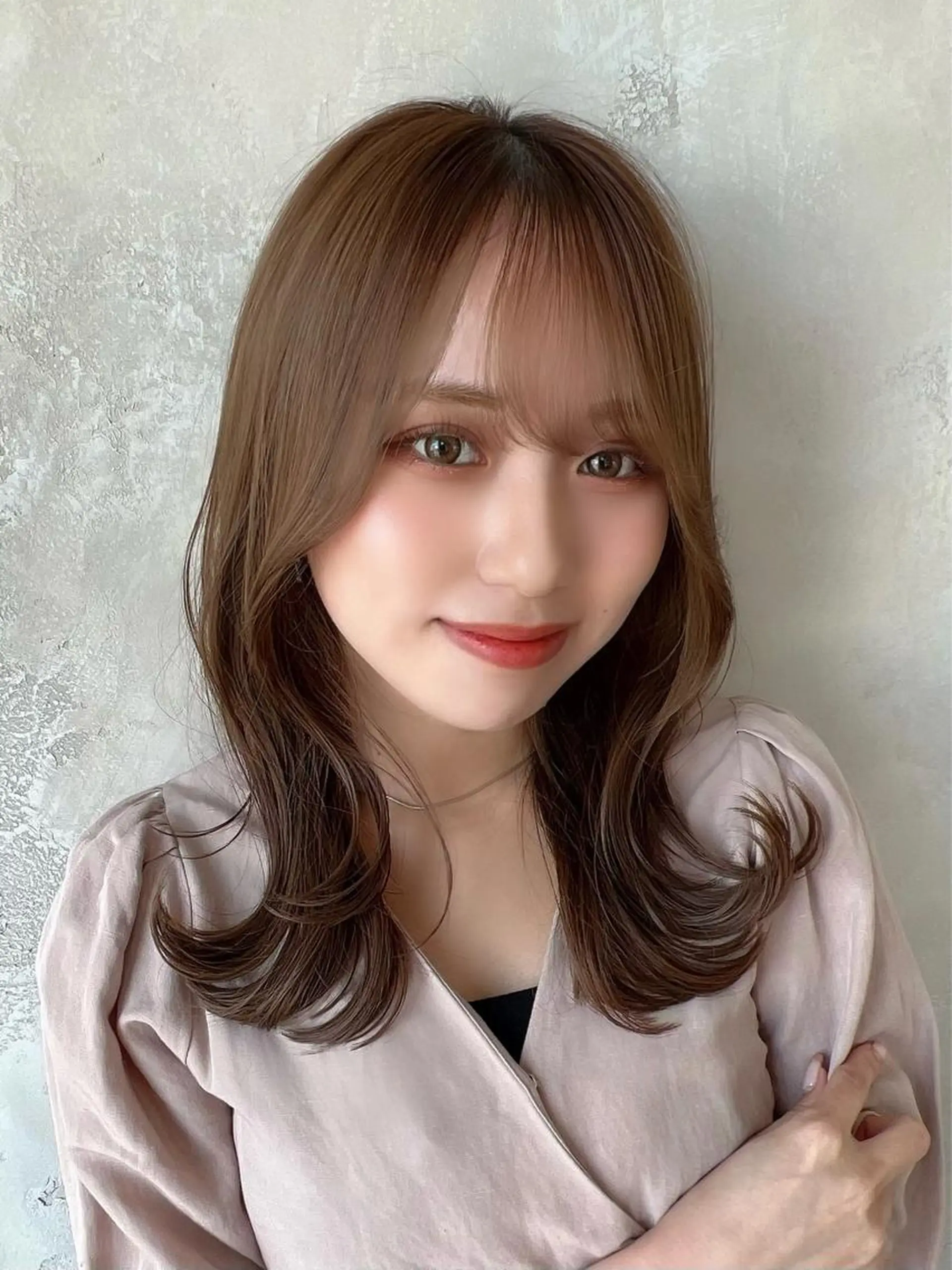 セミロング カラー ベージュカラー ブラウンカラー ブラウンベージュ くびれヘア レイヤーカット 🧡くびれヘア/前髪 顔周り🧡久原結衣のヘアスタイル