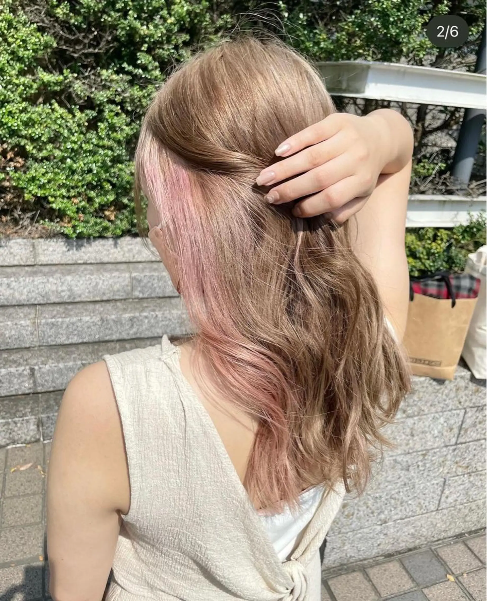 セミロング カラー ミストバング ベージュカラー ブリーチ ブルーカラー ケアブリーチ ヘアカラー matiz マティス　表参道所属・💜アンブレラカラー 髪質改善　丸尾】のヘアスタイル