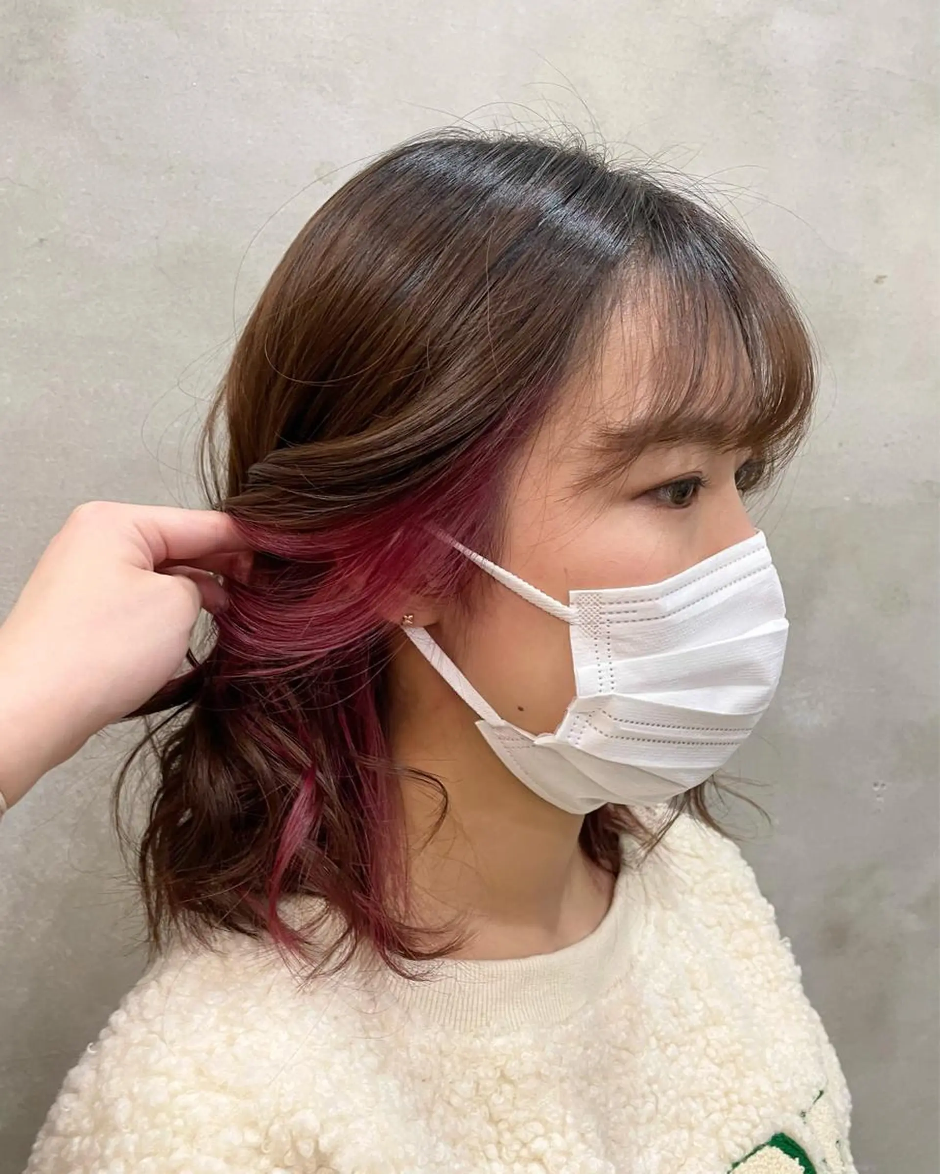 ミディアム カラー カット ヘアカラー トリートメント 【ピンク/韓国ヘア/ ヘアセット】亜海のヘアスタイル