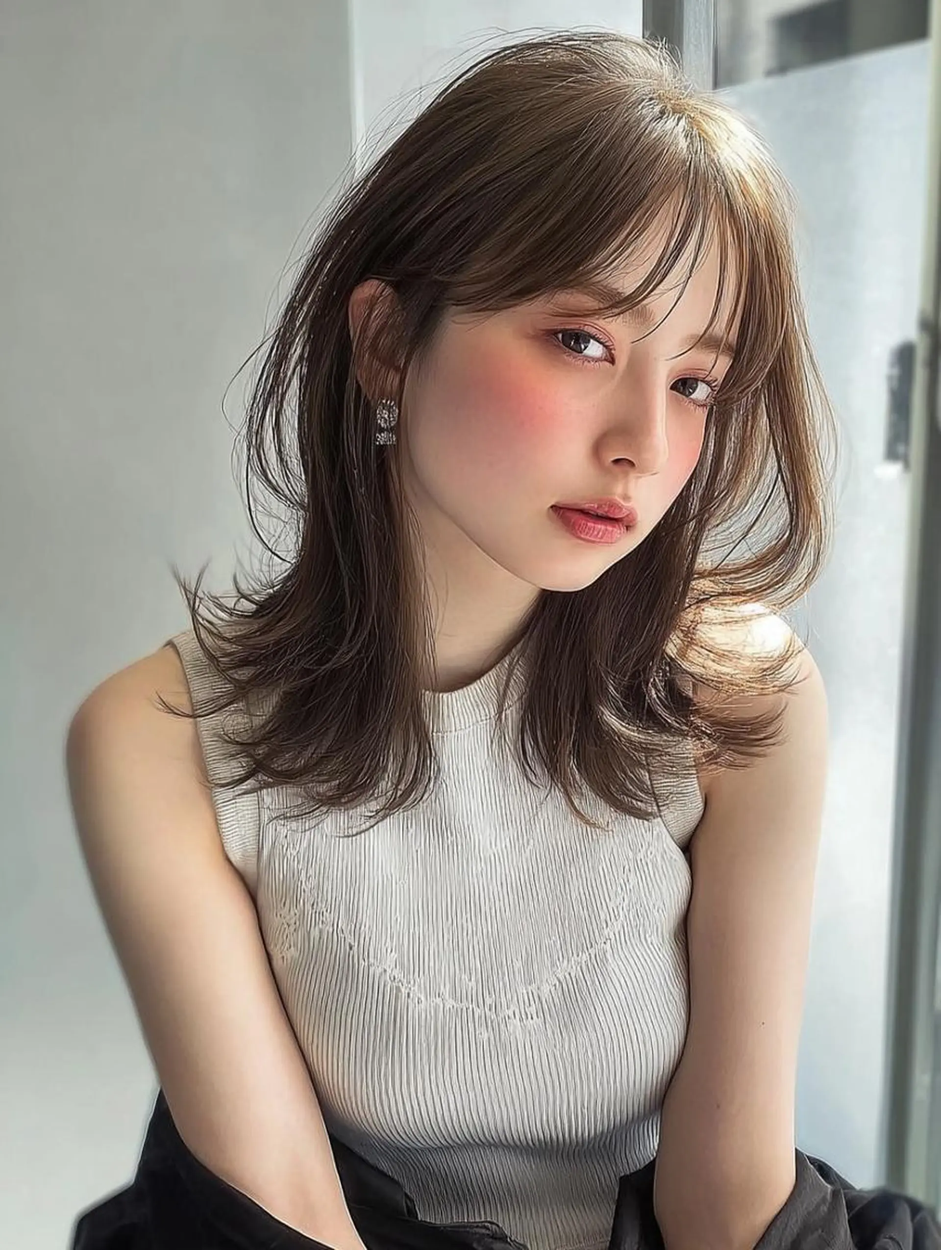 ミディアム ヘアカラー トリートメント 青木 りおのヘアスタイル