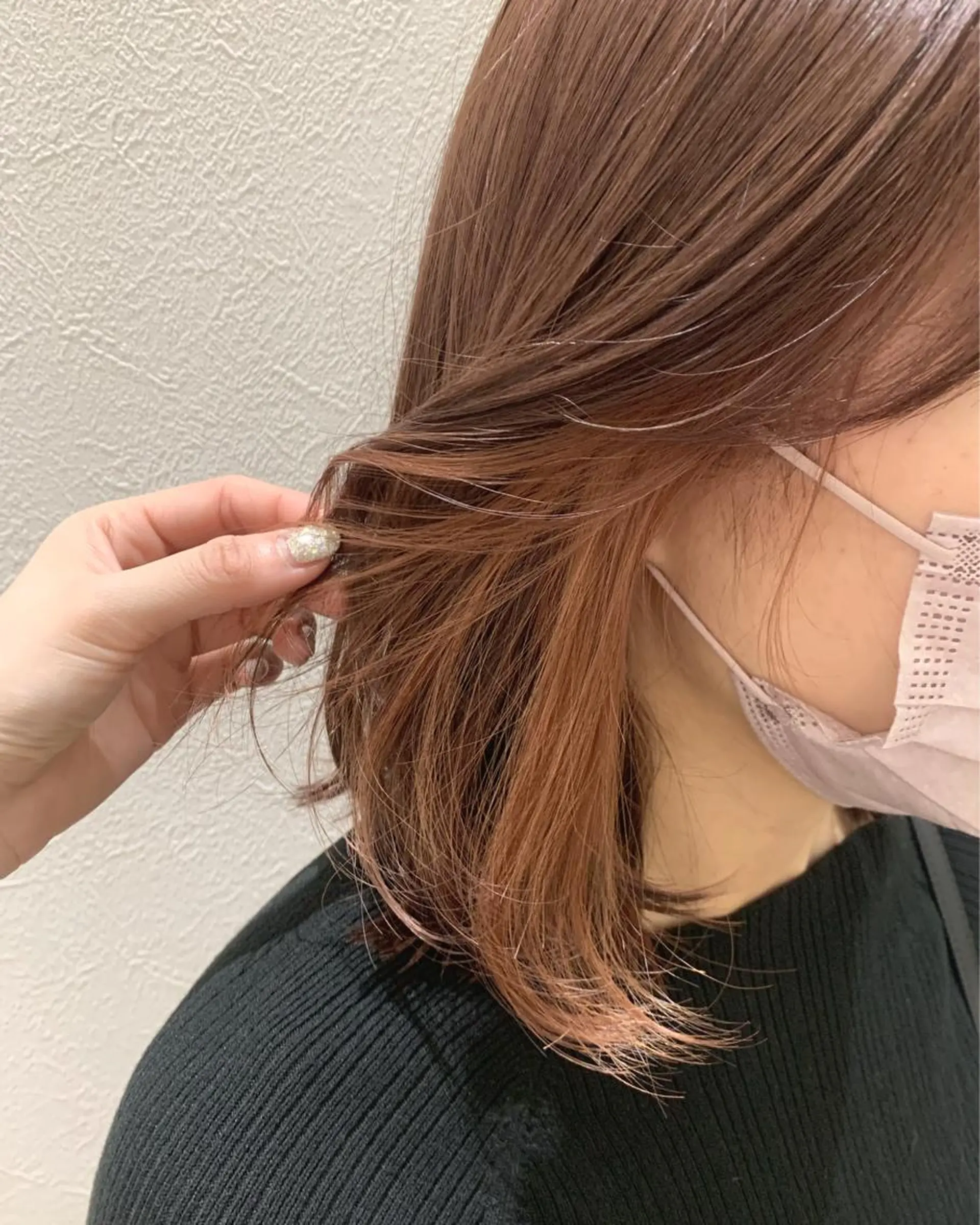 ミディアム カラー ベージュカラー イヤリングカラー ピンクカラー ピンクベージュ カット ヘアカラー トリートメント hub hair レイヤー/透明感のヘアスタイル