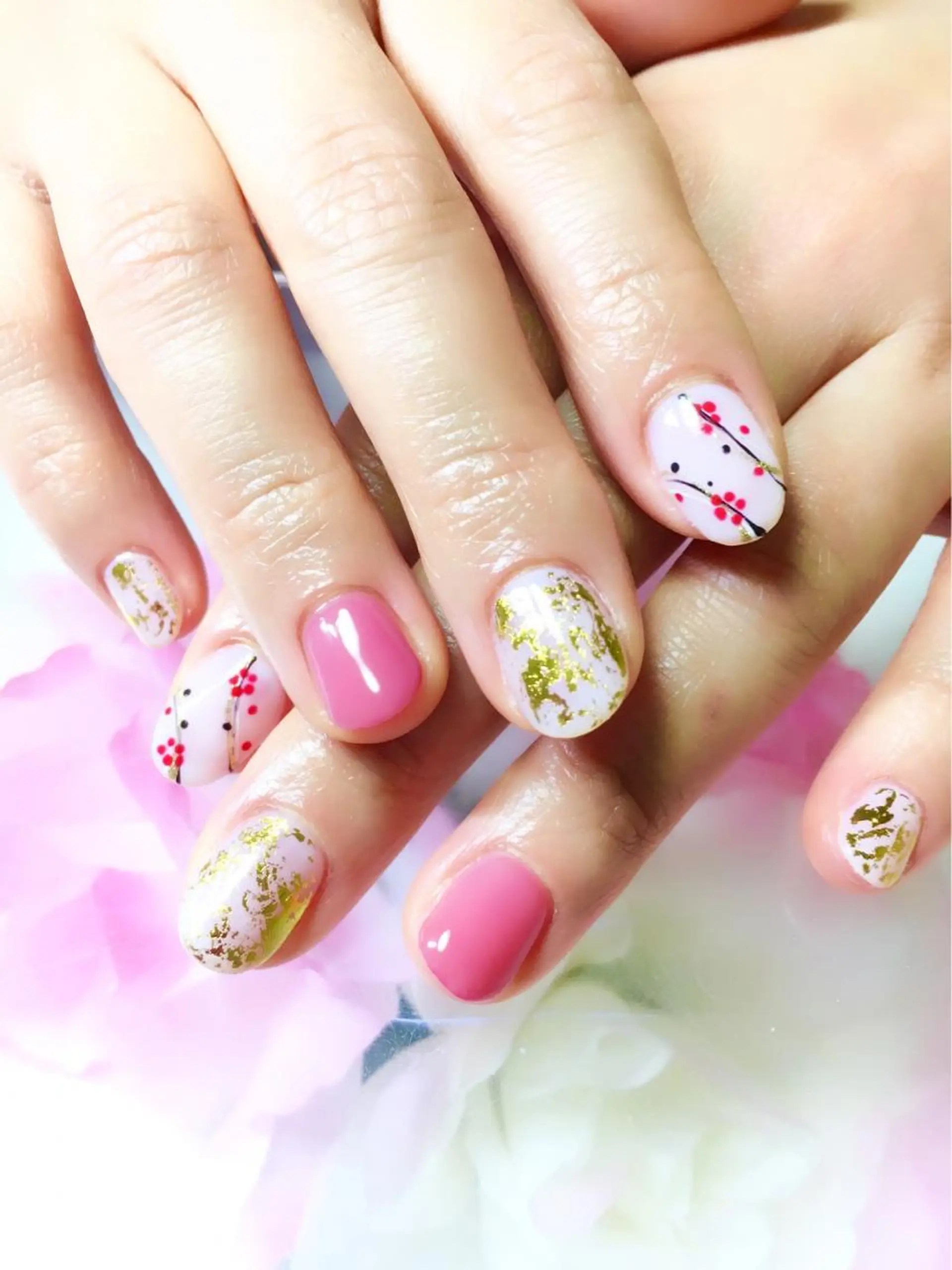 ネイル 成人式 フットネイル ジェルネイル ミラーネイル パラジェル clover nailのネイルデザイン