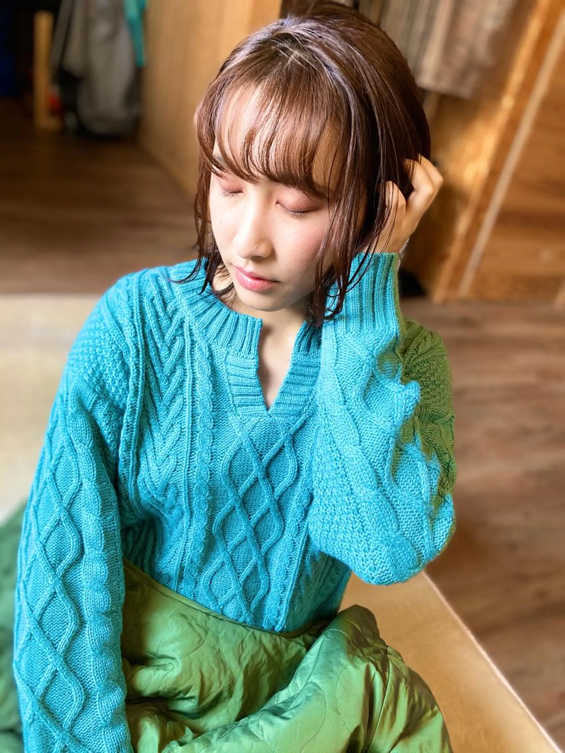 ミディアム カラー パーマ ヘアアレンジ シースルーバング belle chambreイブカのその他イメージ