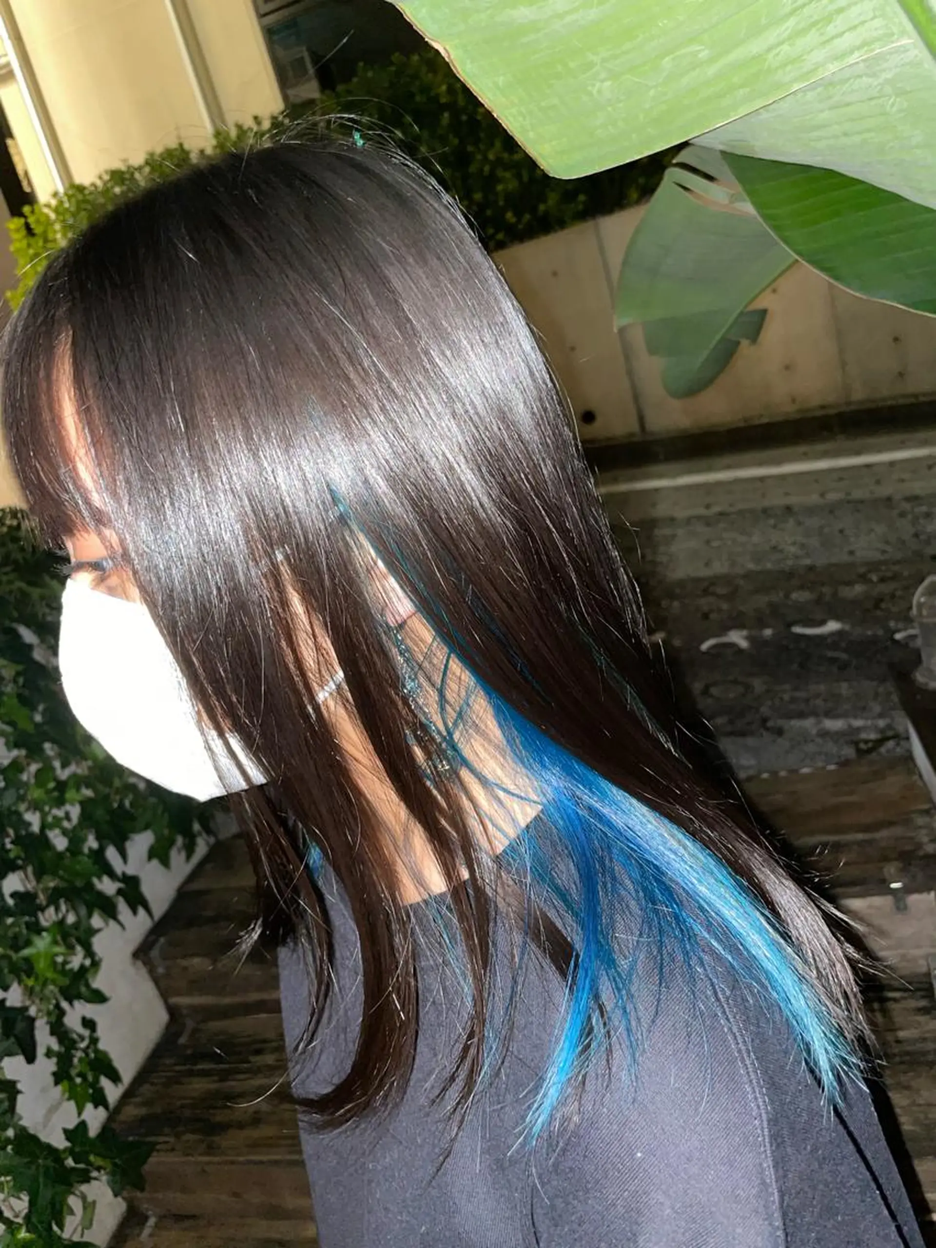 ロング カラー ブルーカラー インナーカラー 國井 廉のヘアスタイル