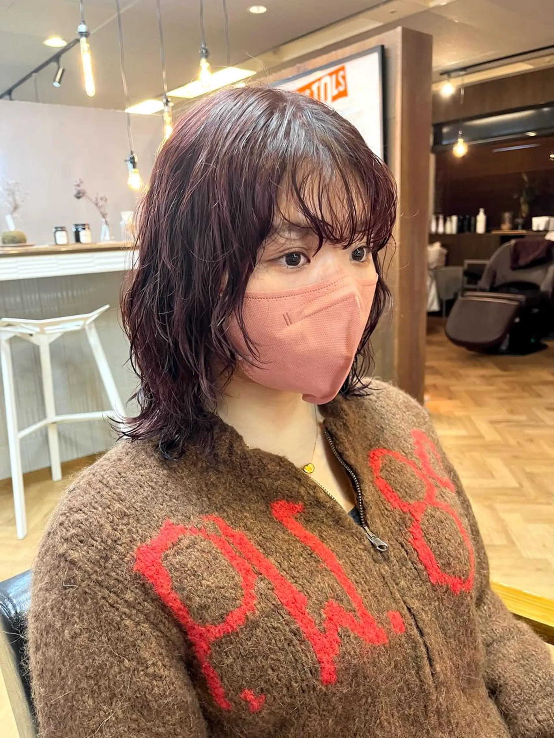 ミディアム カラー ミディアムパーマ ブリーチ ダブルカラー ブリーチなしカラー レイヤーカット esu西梅田所属・ena/ブリーチなし 透明感・レイヤー🎀のヘアスタイル