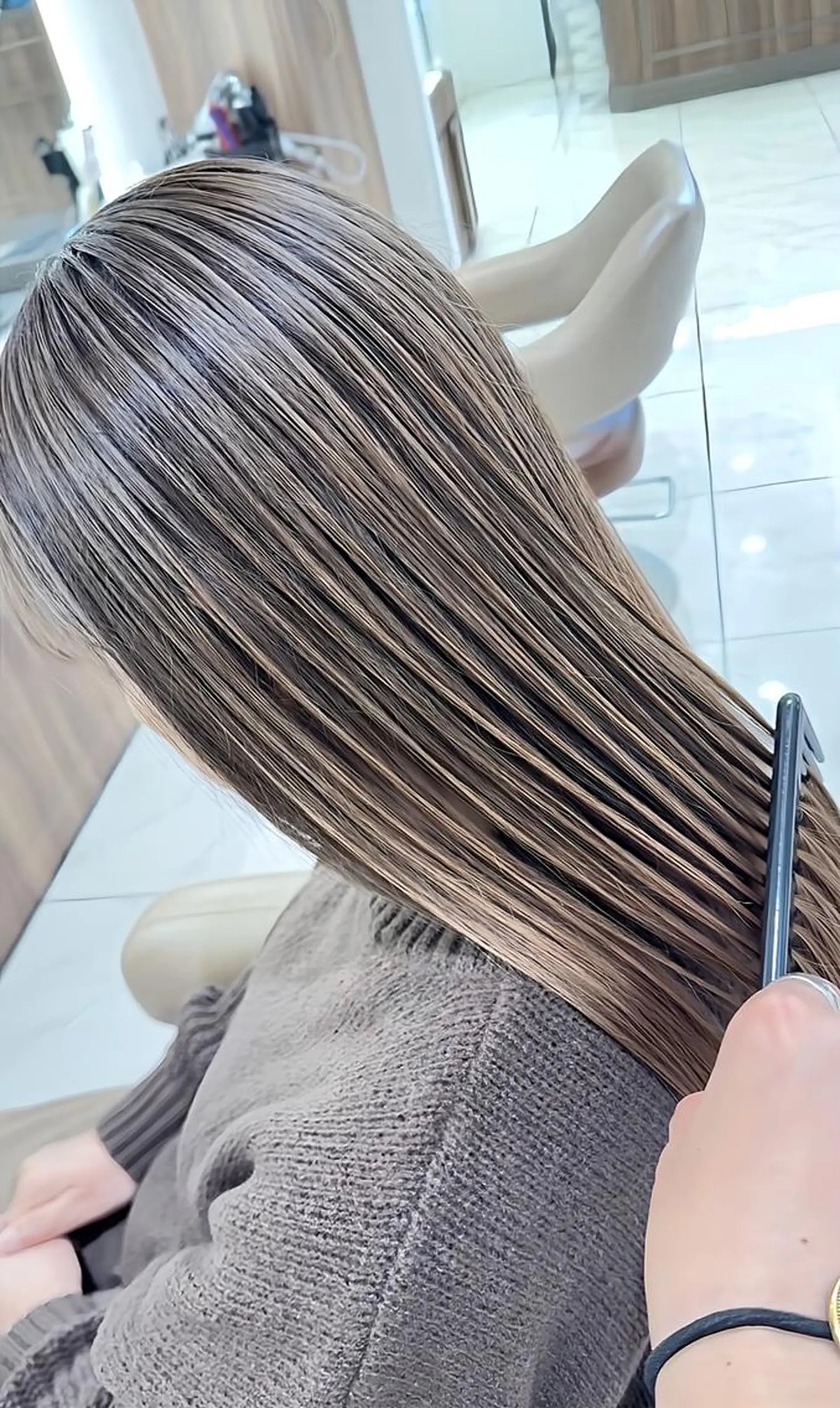 セミロング カラー 髪質改善 ヘアカラー トリートメント ＡＳＨ大宮/ブリーチ 髪質改善/カラーのヘアスタイル