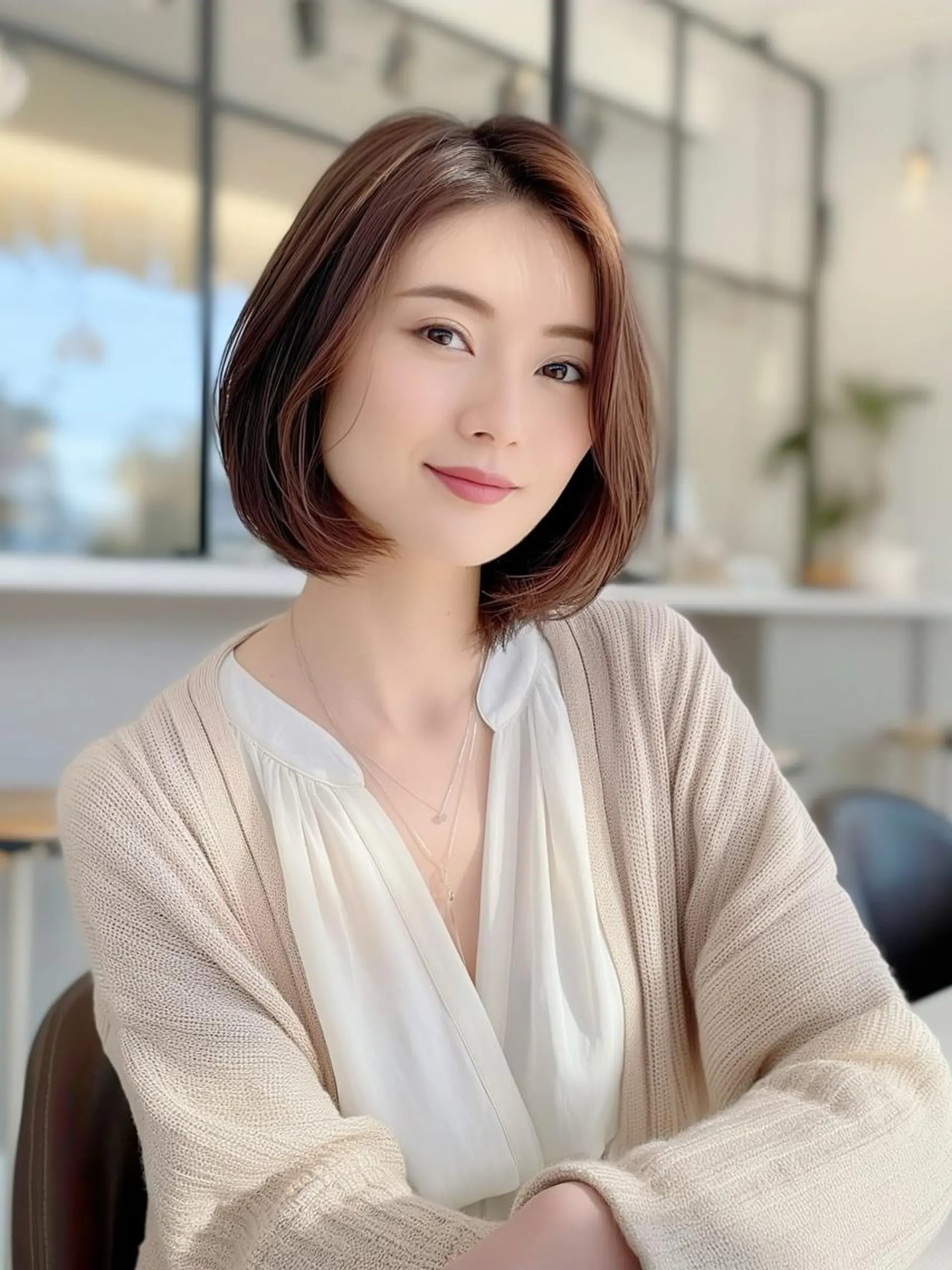 ミディアム カット ヘアカラー トリートメント 髪質改善個室サロン Ｓｋｙ船堀のヘアスタイル