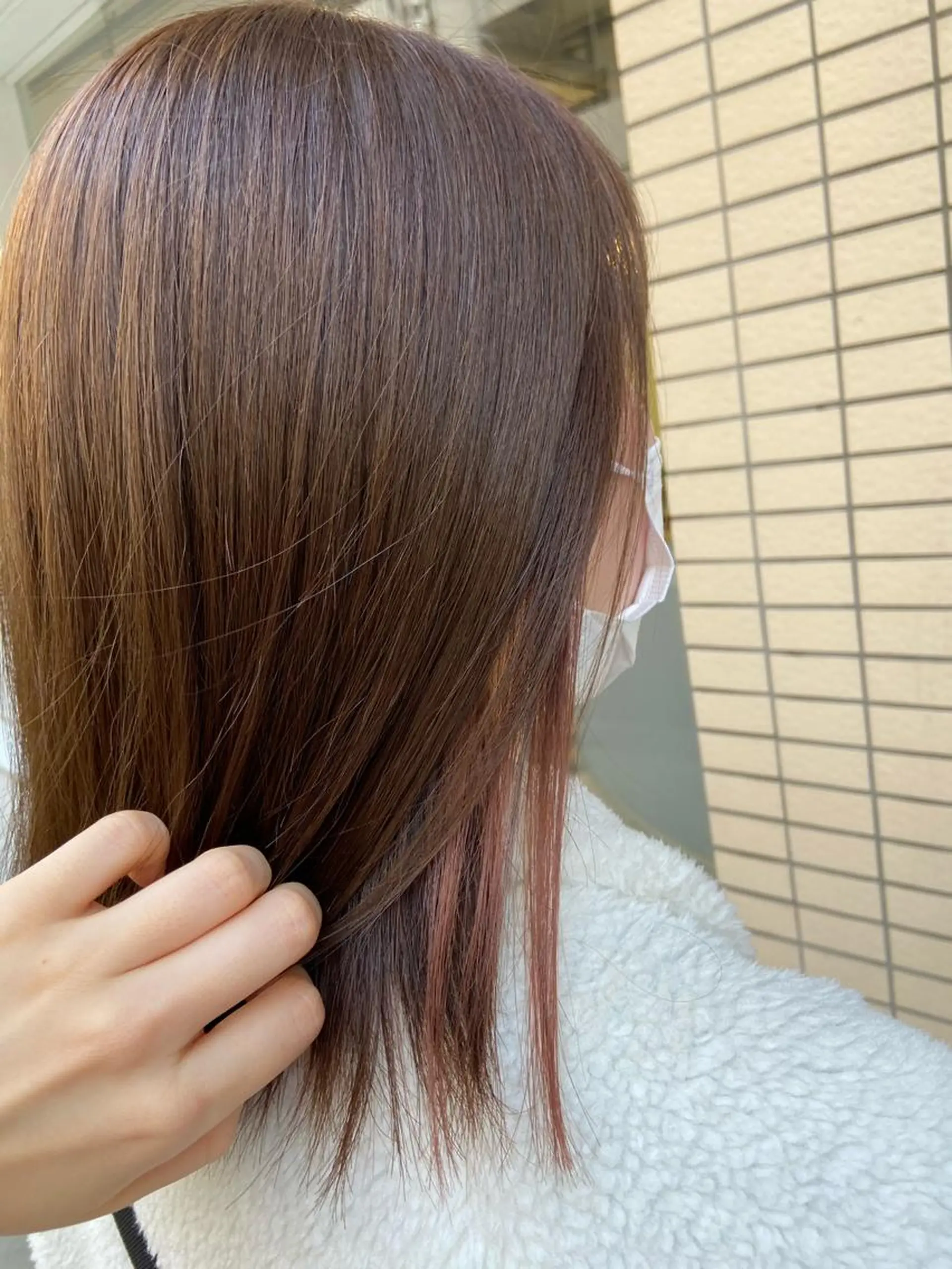 セミロング カラー ブリーチ ブリーチなしカラー ピンクカラー ヘアカラー トリートメント 菊地 美憂のヘアスタイル