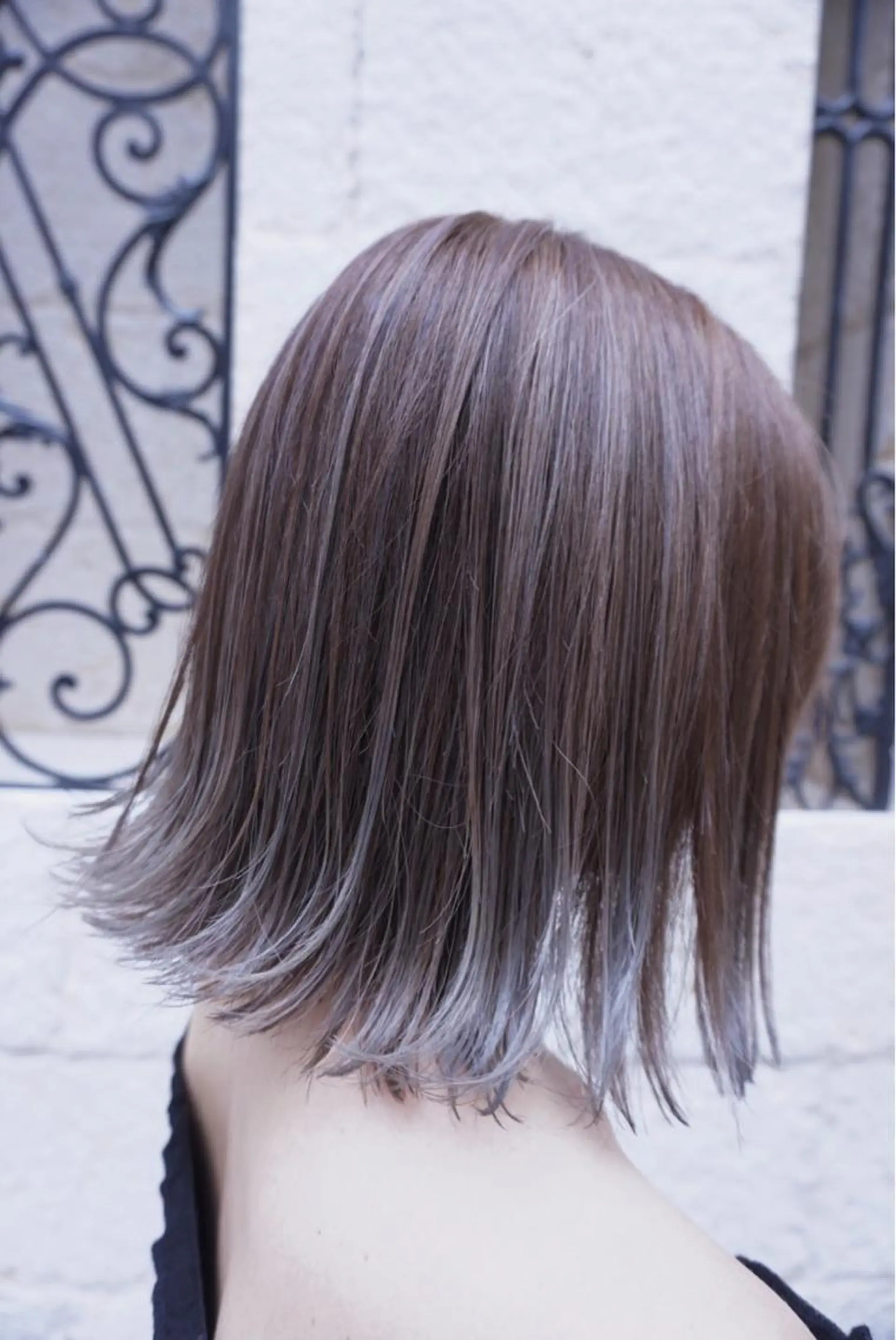 ショート カラー 透明感カラー ハイライトカラー ラベンダーカラー ラベンダーグレー ハイライト 鍋田 和見のヘアスタイル