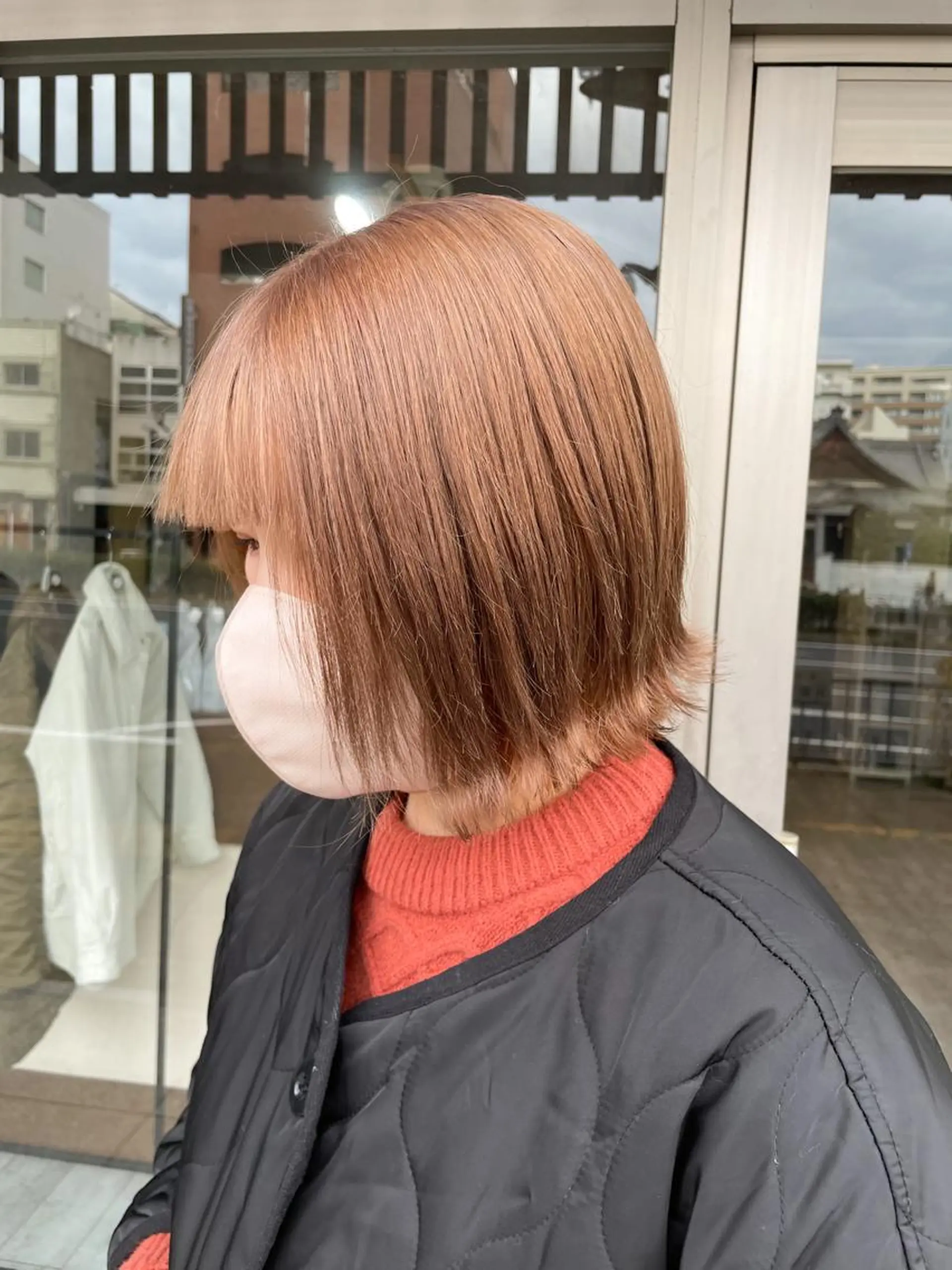 ミディアム カラー ベージュカラー 透明感カラー ダブルカラー オレンジ オレンジベージュ ヘアカラー トリートメント イワタ マハ/ minim hairのヘアスタイル