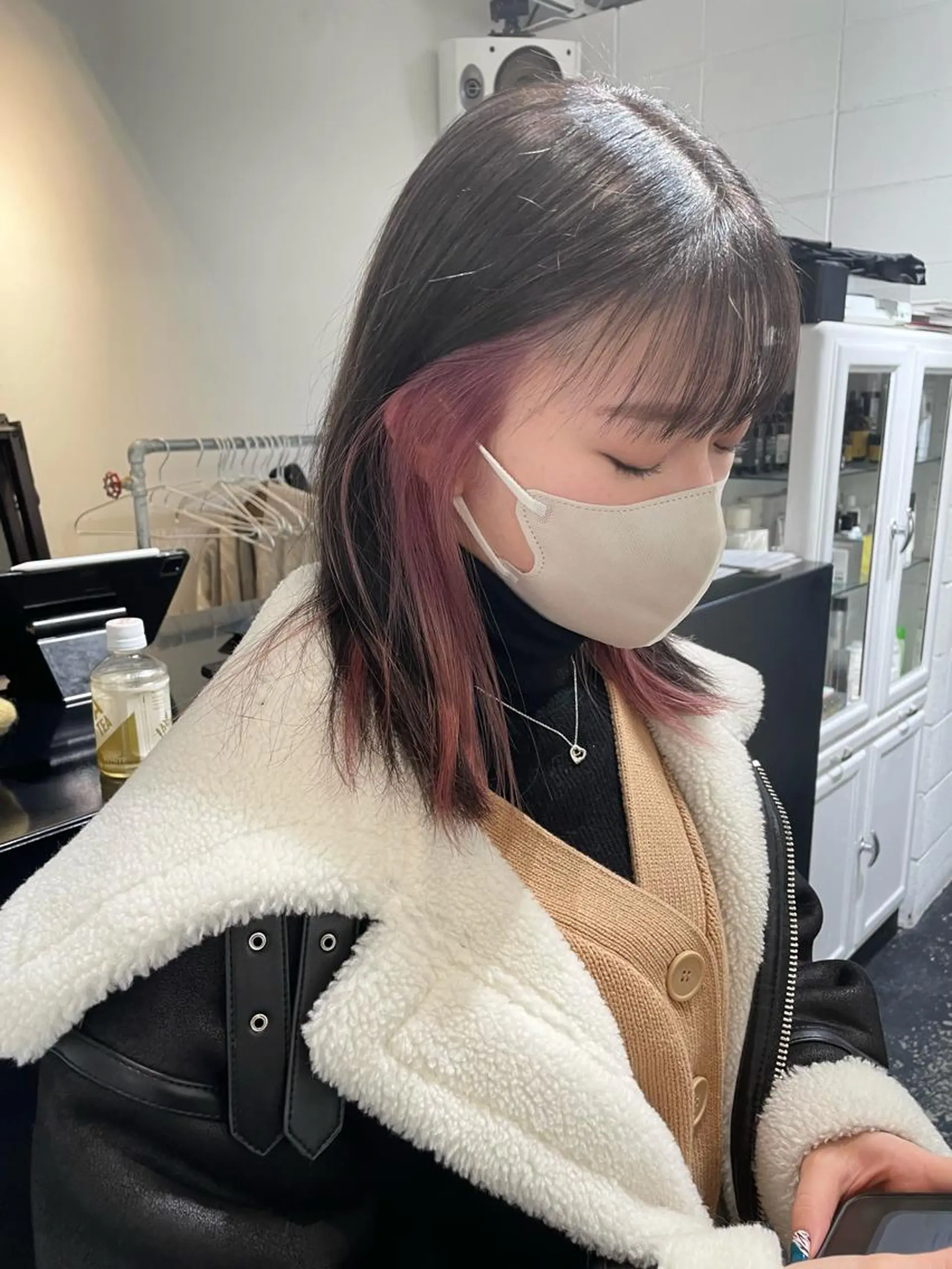 セミロング カラー ヘアアレンジ ブリーチ ピンクカラー カット ヘアカラー トリートメント 艶ハイトーン/ヘア アレンジAYAKAのヘアスタイル