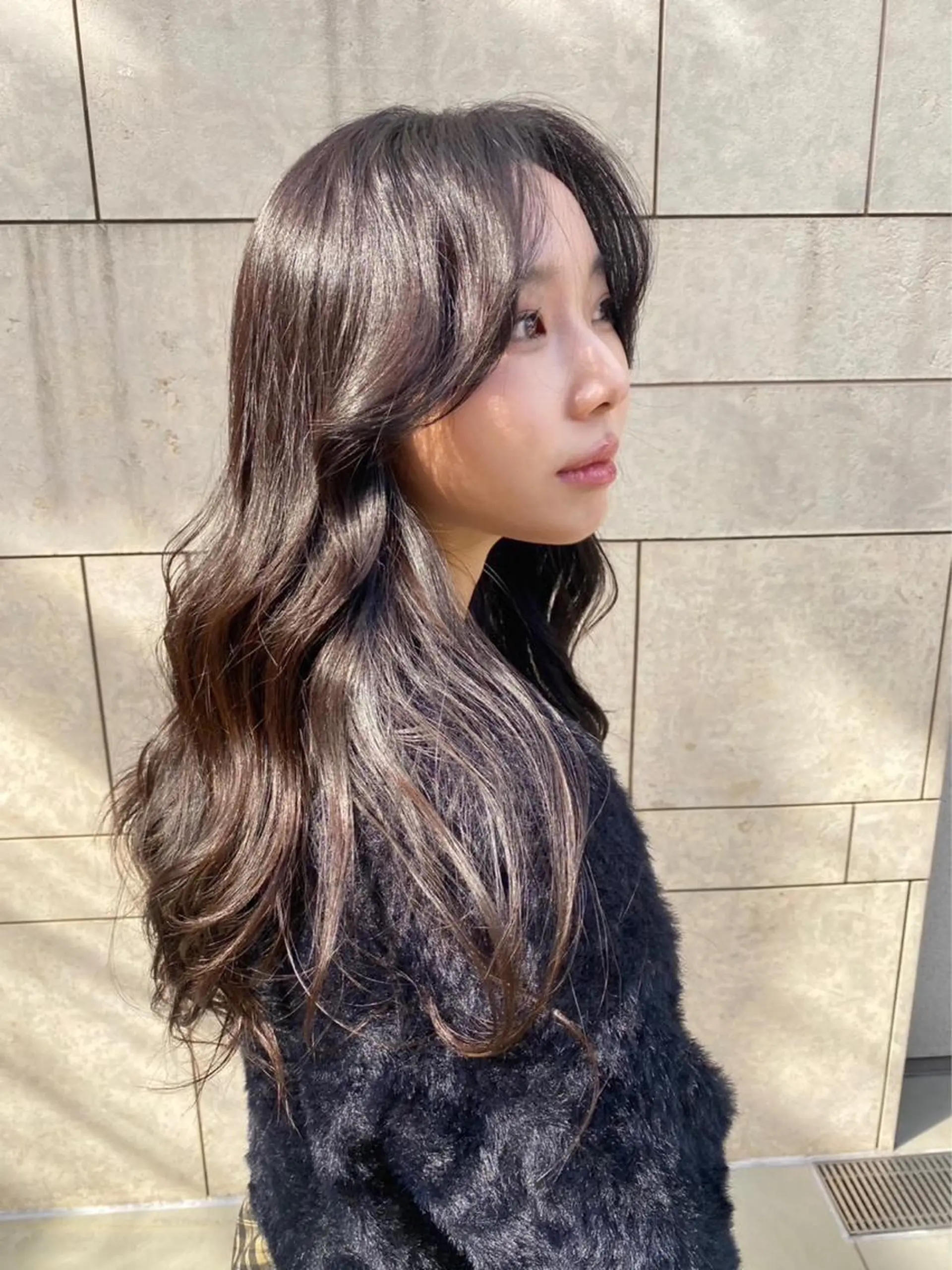 ロング カラー ブリーチ ブラウンカラー ブリーチなしカラー 掛川 愛菜のヘアスタイル