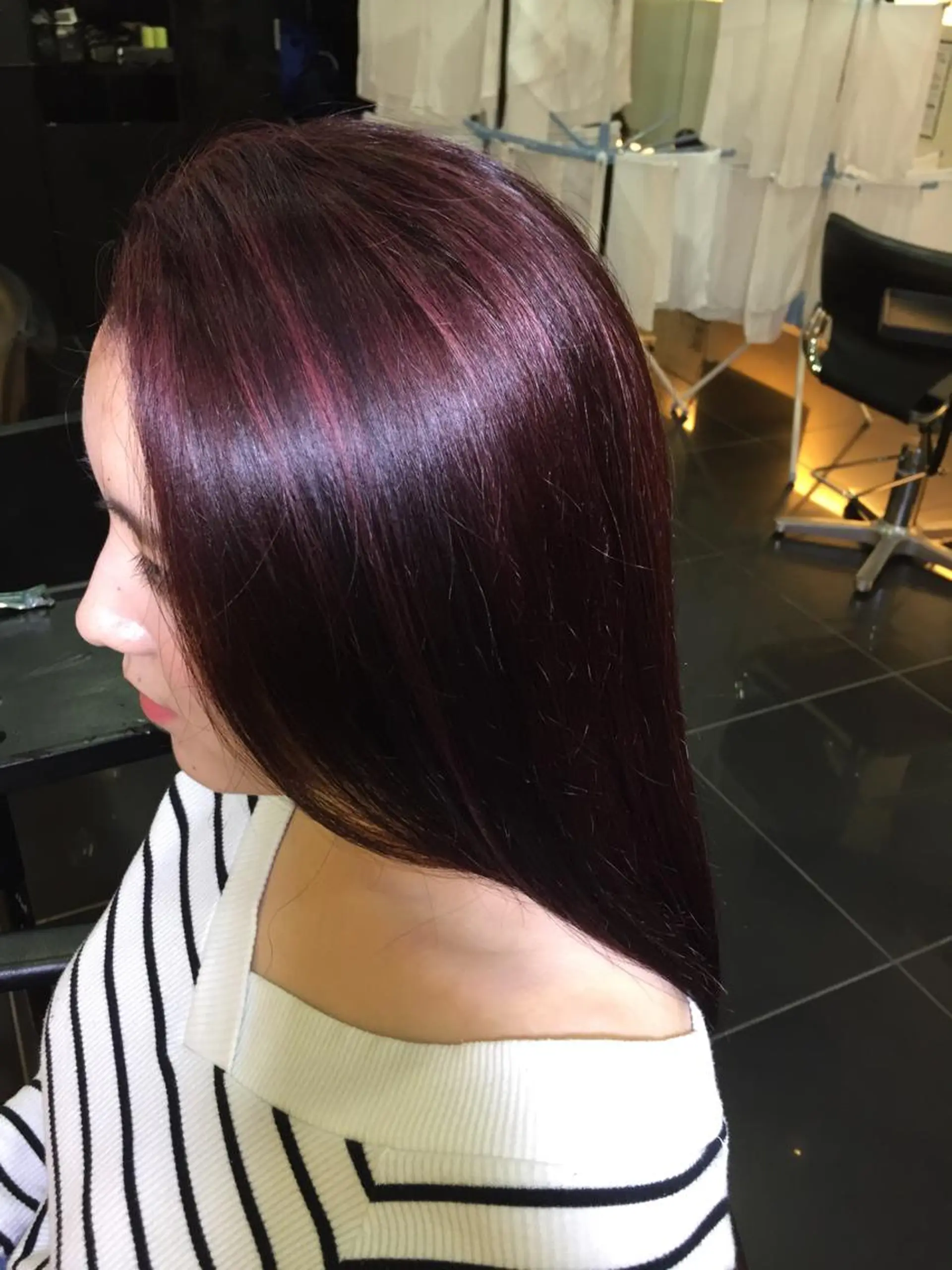 ロング カラー ダブルカラー ハイライトカラー ピンクカラー バイオレットカラー ハイライト 関口 友行のヘアスタイル