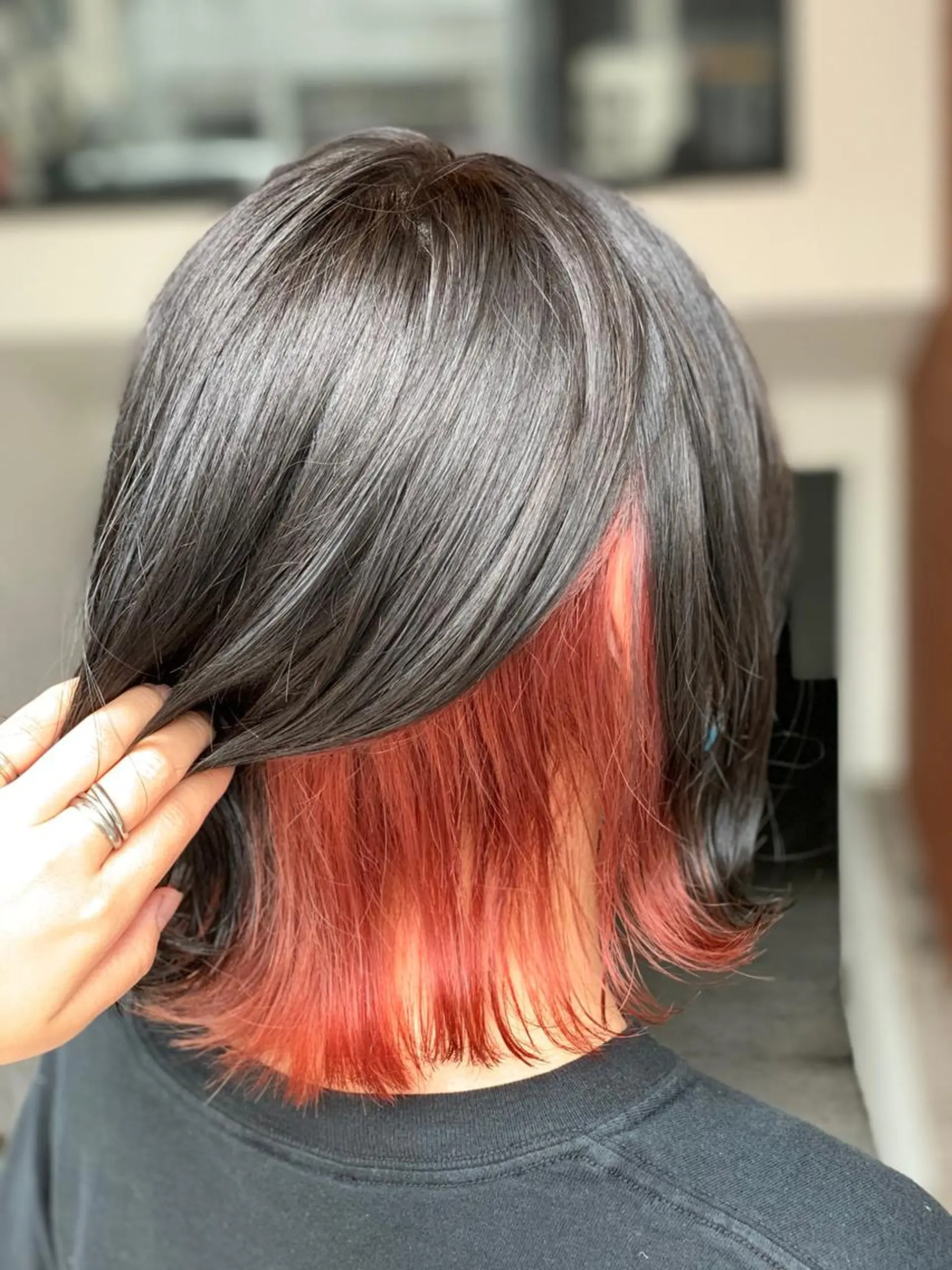 ショート カラー インナーカラー オレンジ カット ヘアカラー トリートメント IORI #韓国ヘア#髪質改善のヘアスタイル