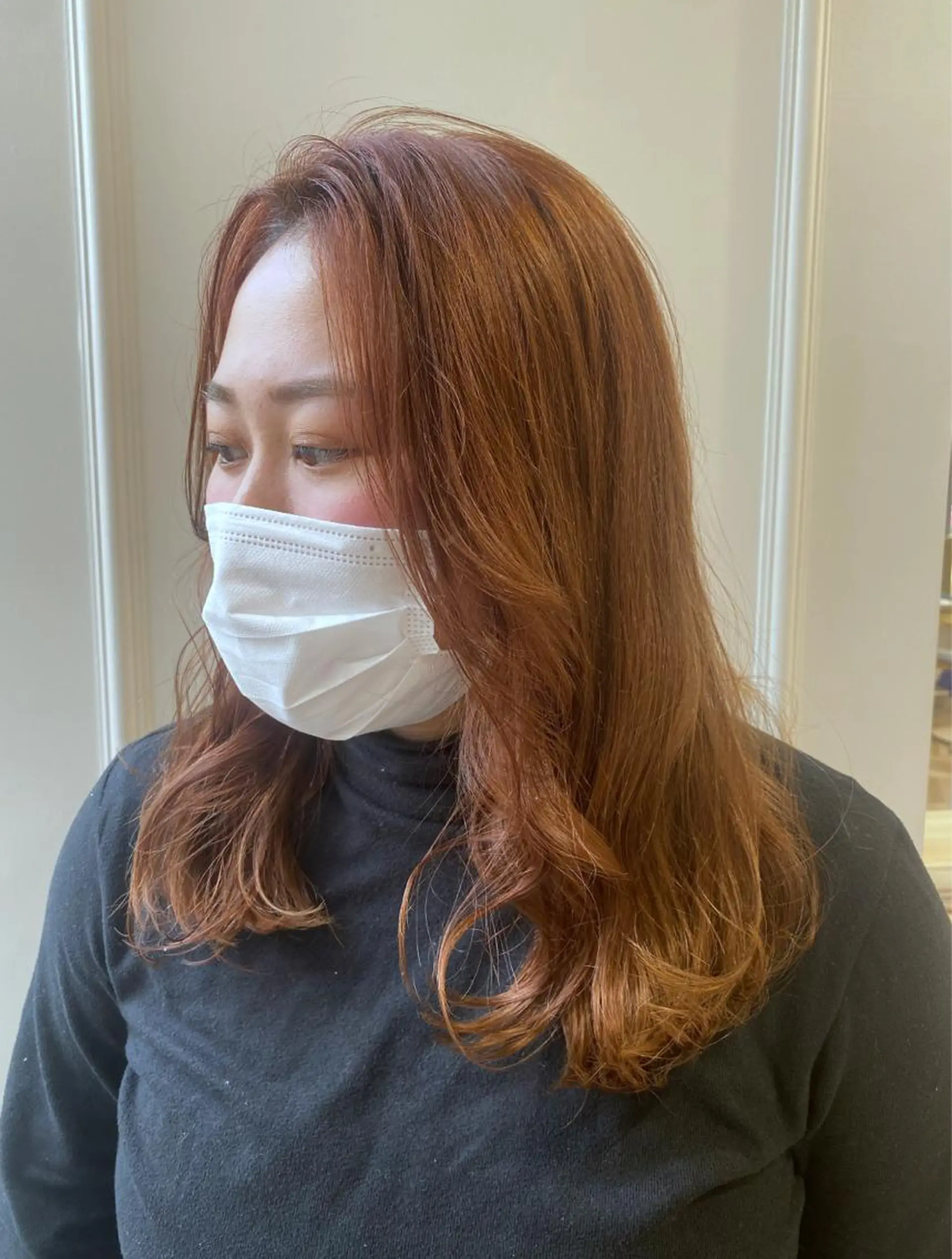 ロング カラー ベージュカラー オレンジ オレンジベージュ カット ヘアカラー トリートメント ベージュ/インナー カラー🤍Rieのヘアスタイル